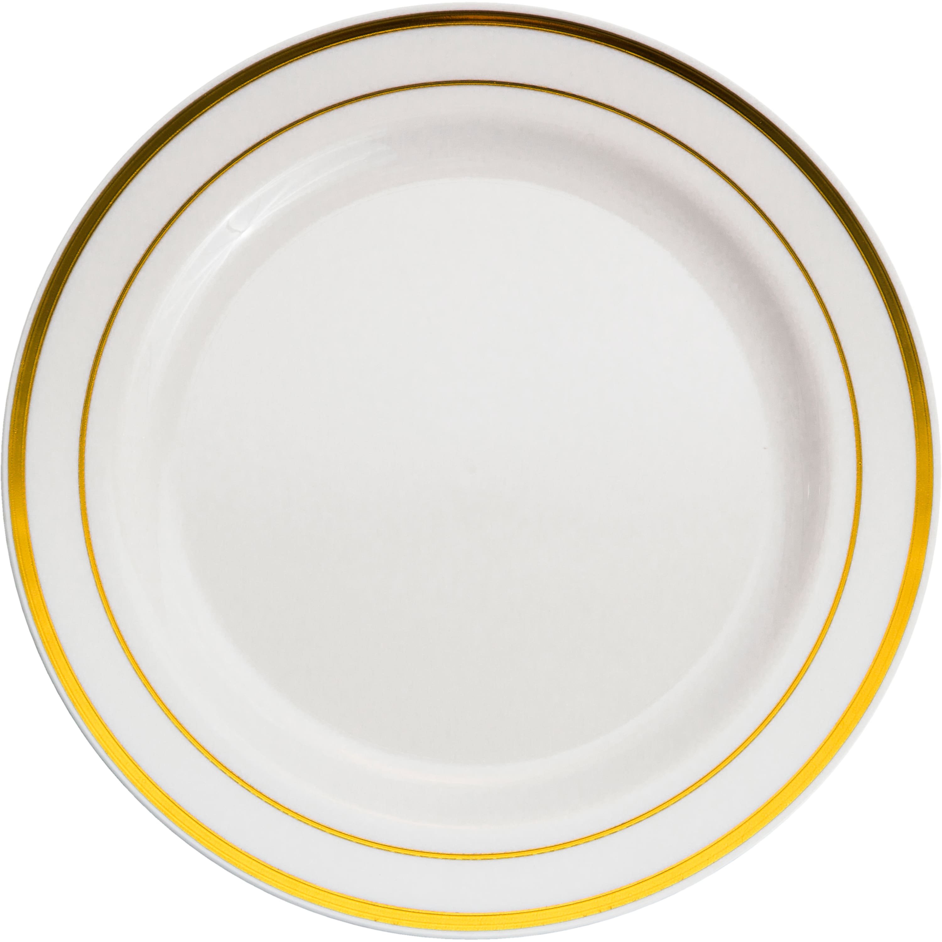 12 Packs: 10 ct. (120 total) 7.5" Round Lunch Plates with Gold Trim by Celebrate It™