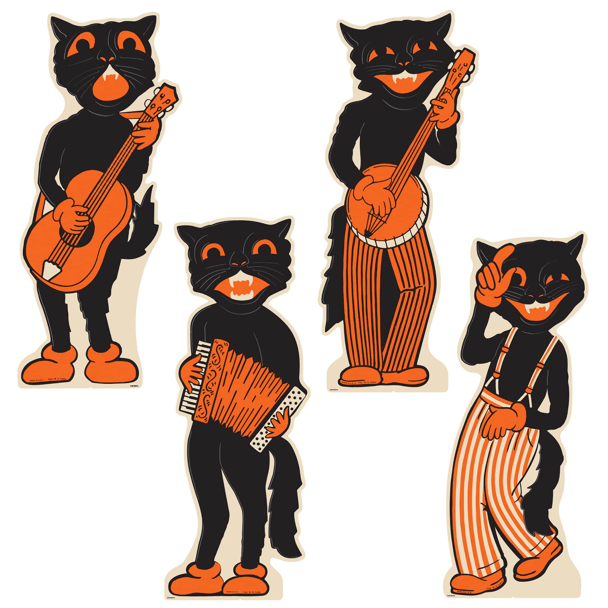 Beistle Vintage Halloween Scat Cat Band Stand-Ups Set