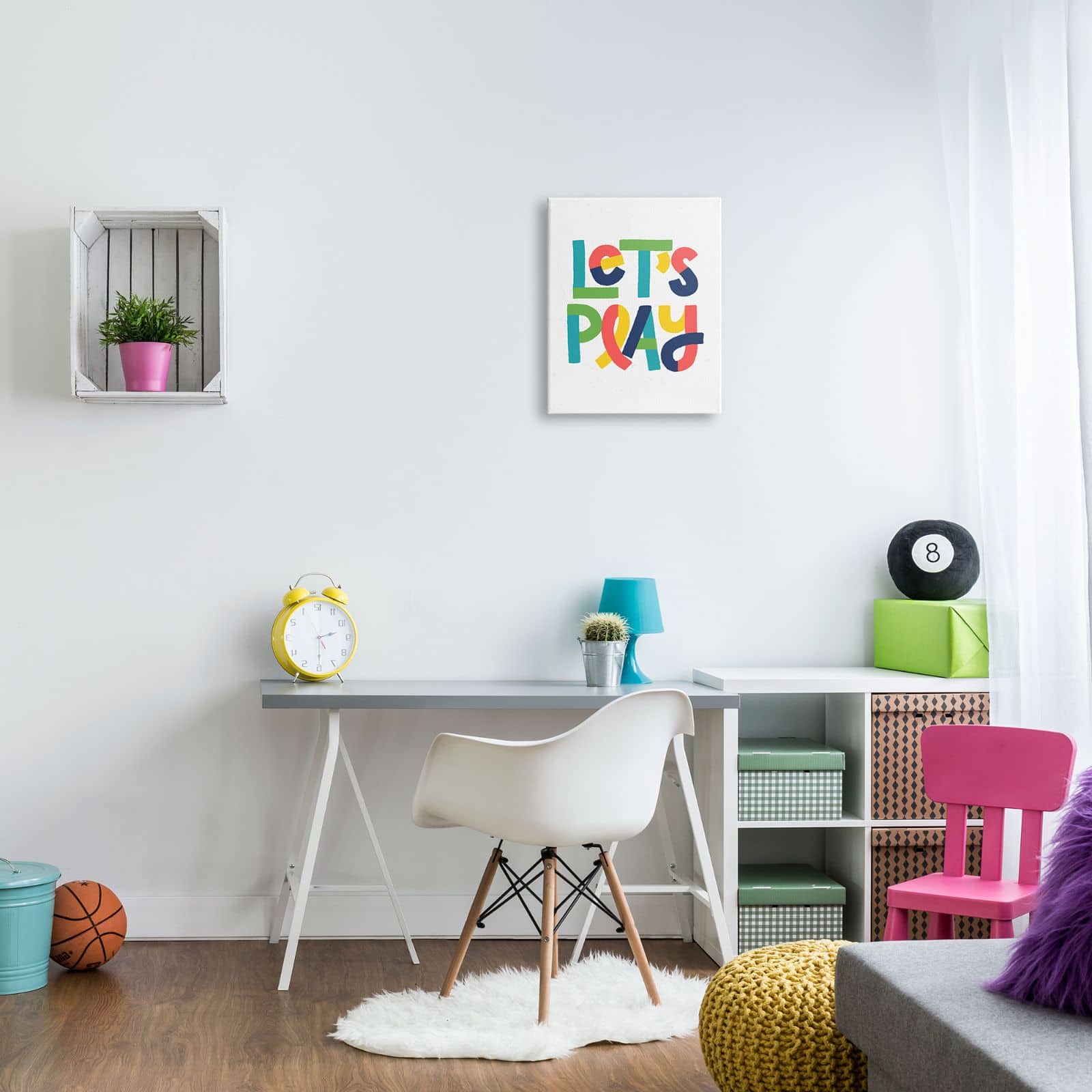 Stupell Industries Let's Play Motivational Kids' Phrase Bold Playful Typography Canvas Wall Art