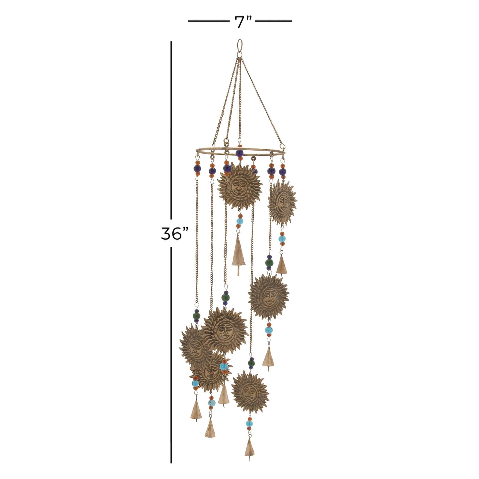 36" Brass Metal Sun in Splendor Eclectic Windchime