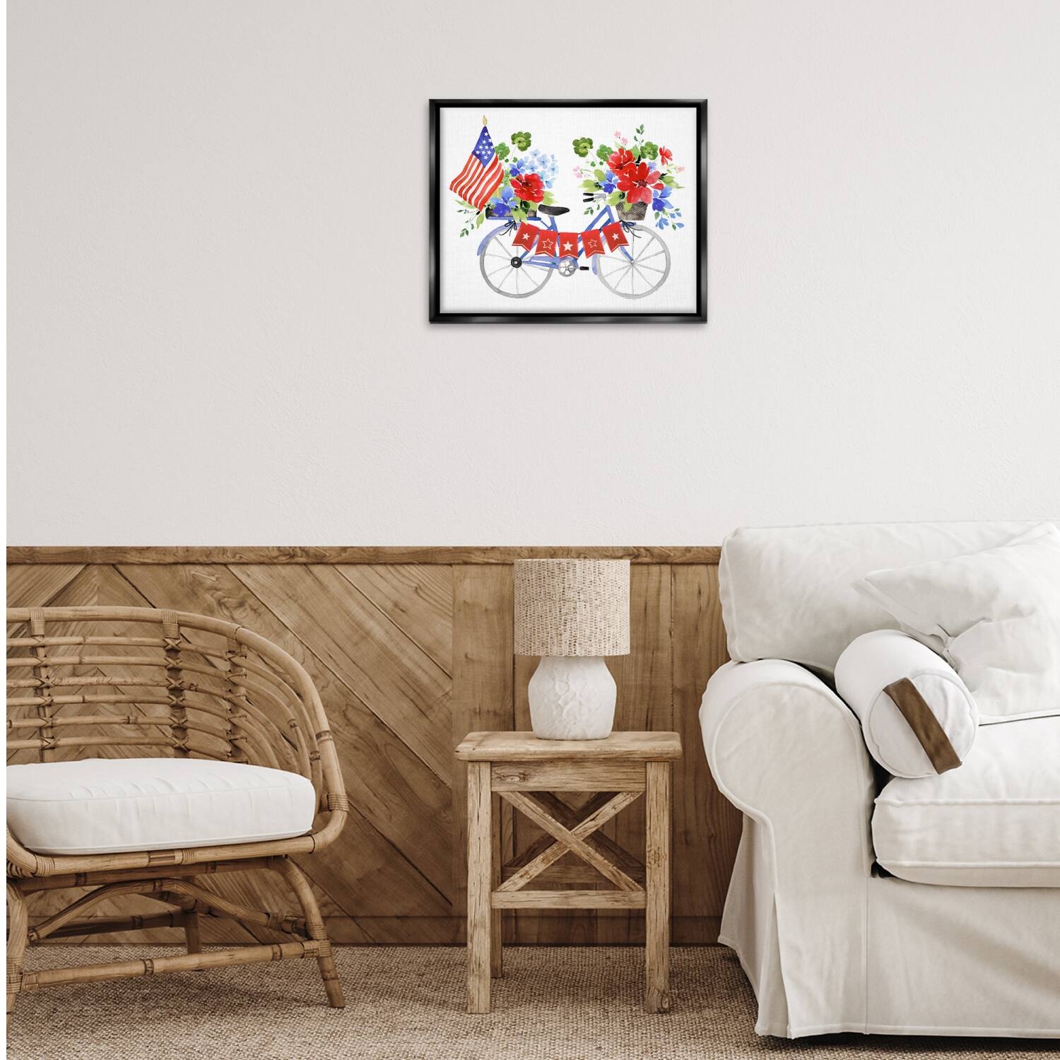 Stupell Industries Floral Americana Bicycle Floater Framed Art