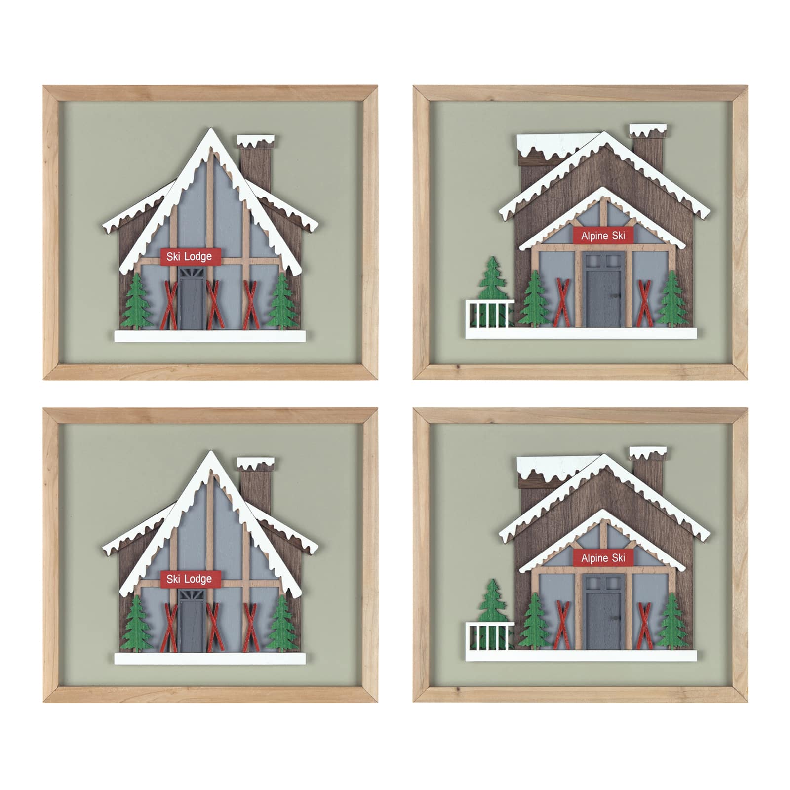 Framed Ski Lodge Wall Art Set