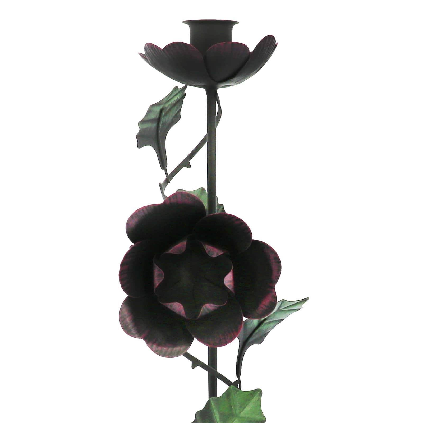 13" Dark Metal Rose Taper Candle Holder by Ashland®