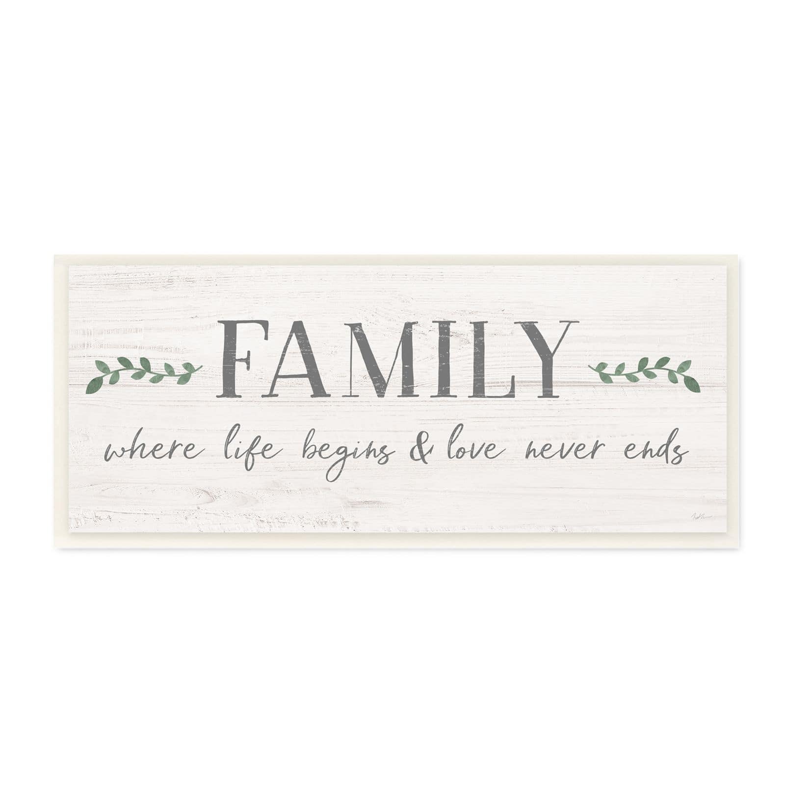 Stupell Industries Family Life Begins Love Never Ends Motivational Phrase Wood Wall Plaque