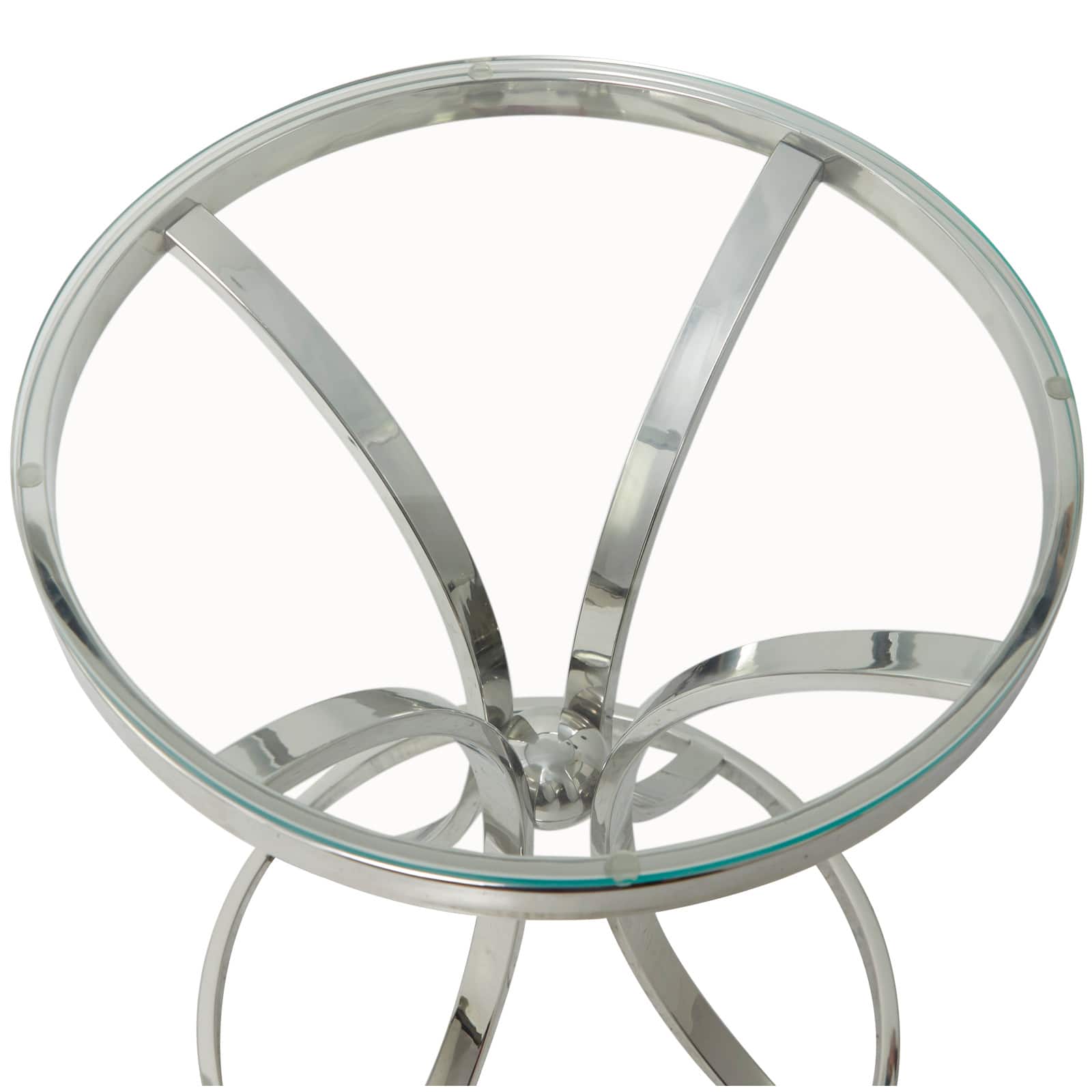 Silver Stainless Steel Contemporary Accent Table, 18" x 18" x 25"