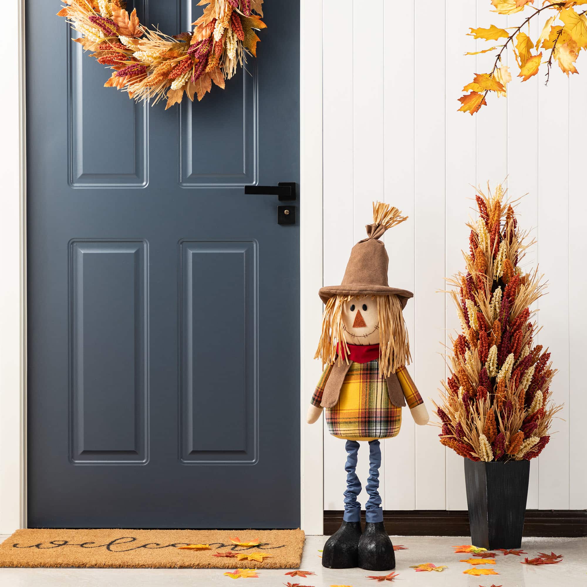 Glitzhome® Fall Fabric Scarecrow Porch Decor With Telescoping Legs