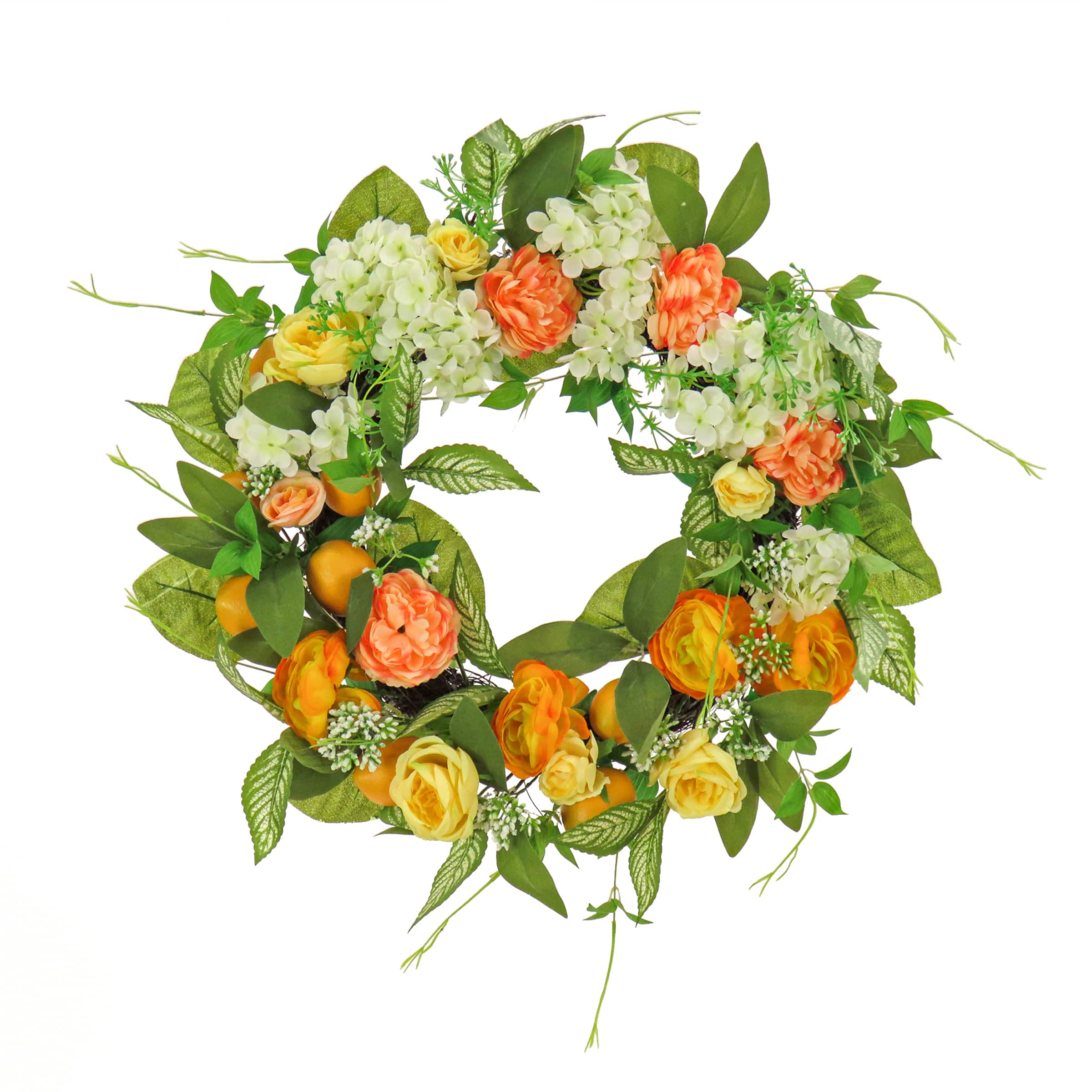 24" Lemon, Hydrangea & Buttercup Wreath