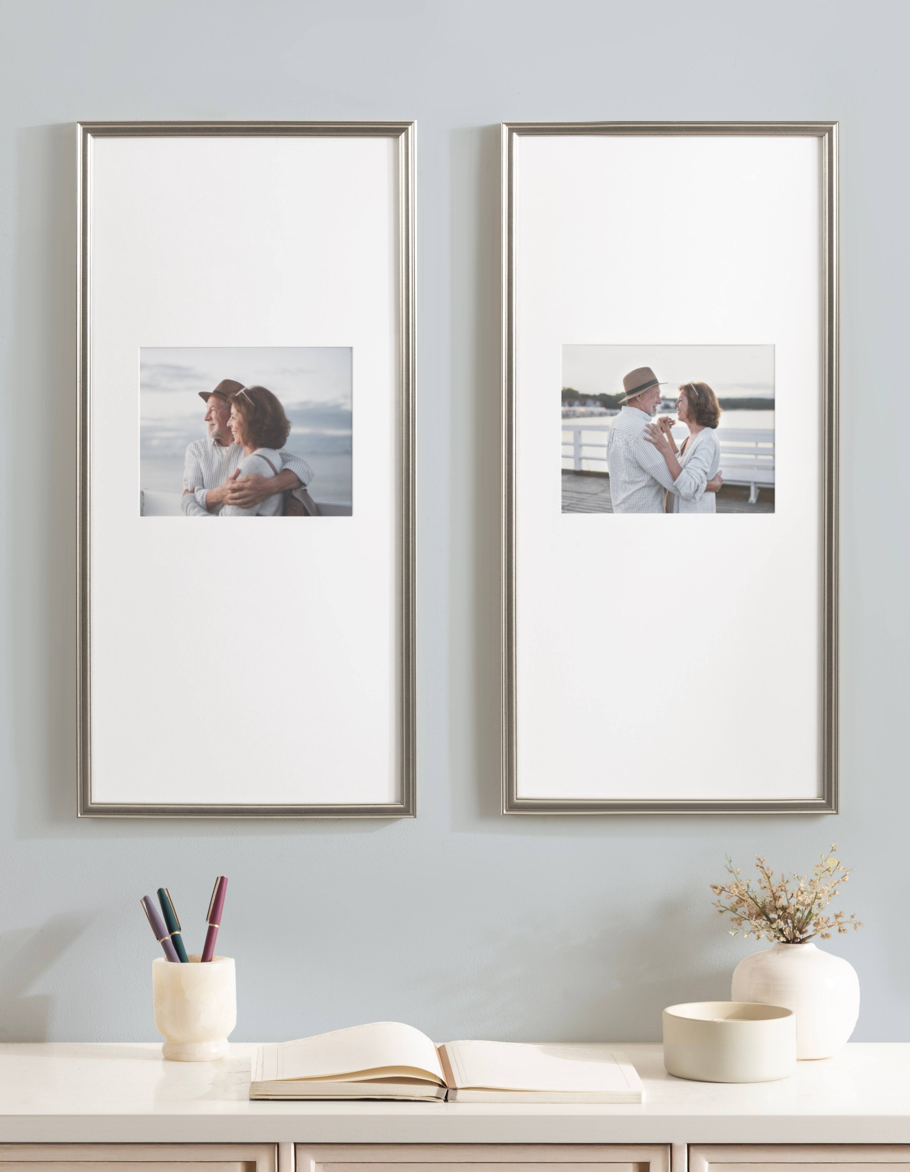 Kate and Laurel Adlynn 14" x 30" Photo Frames 8" x 10" with Mat, 2ct.