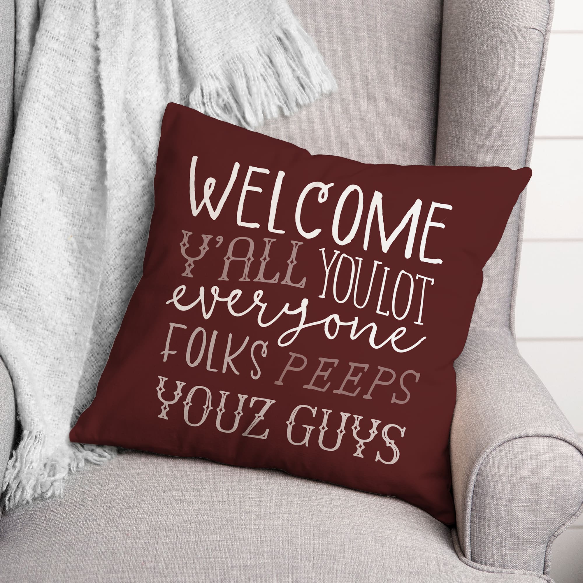 18" x 18" Welcome Y'all Versatile Throw Pillow