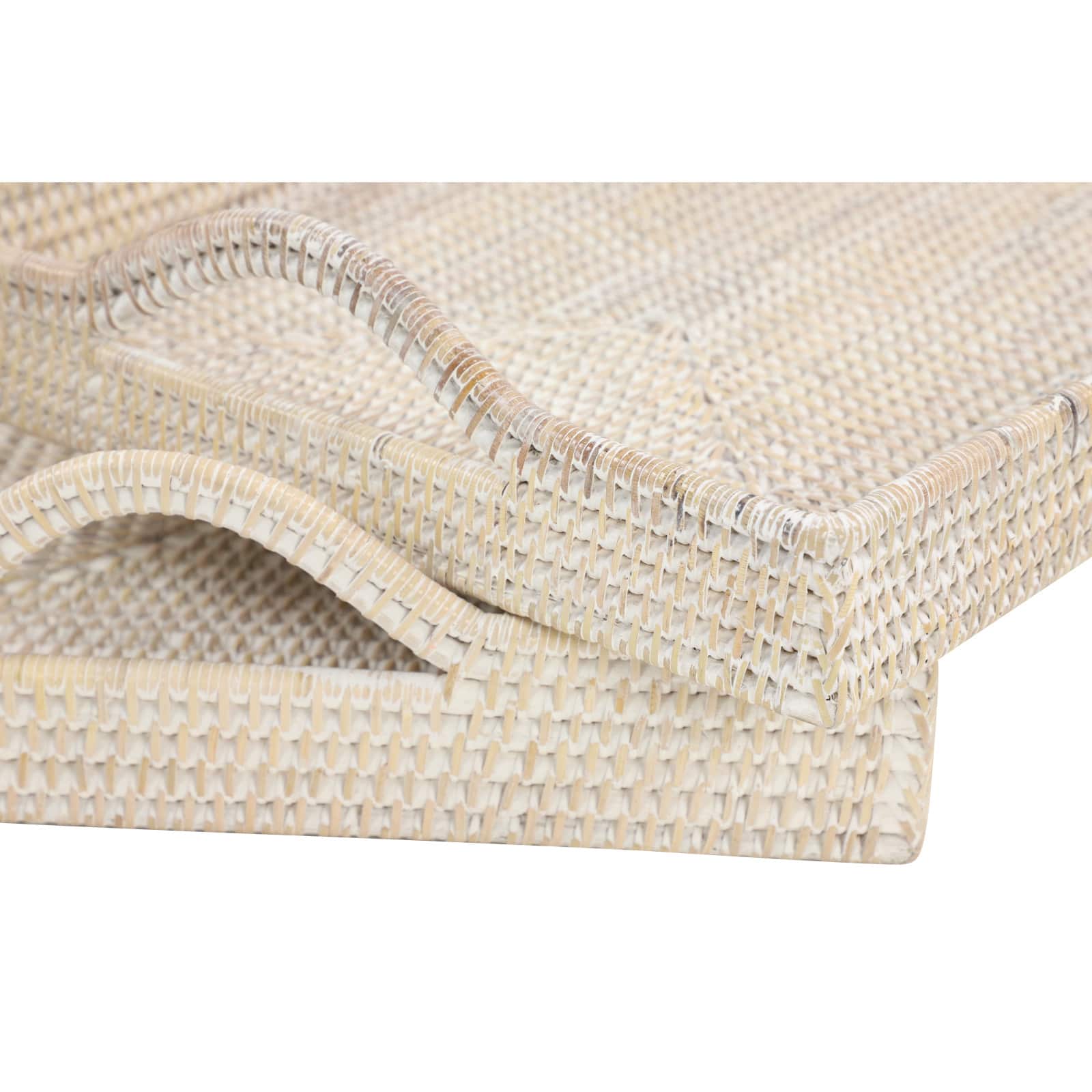 Cream Wood Boho Style Tray Set