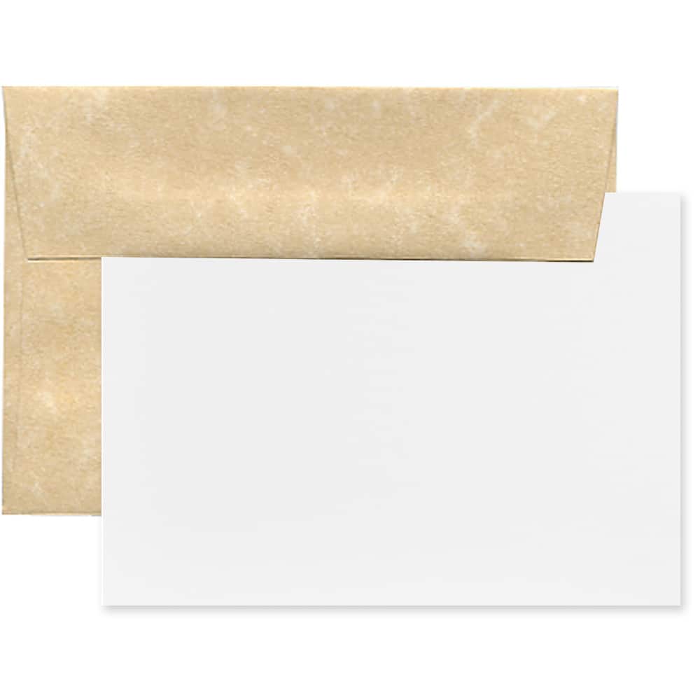JAM Paper 5.25" x 7.25" Blank Flat Recycled Parchment Greeting Cards & Envelopes