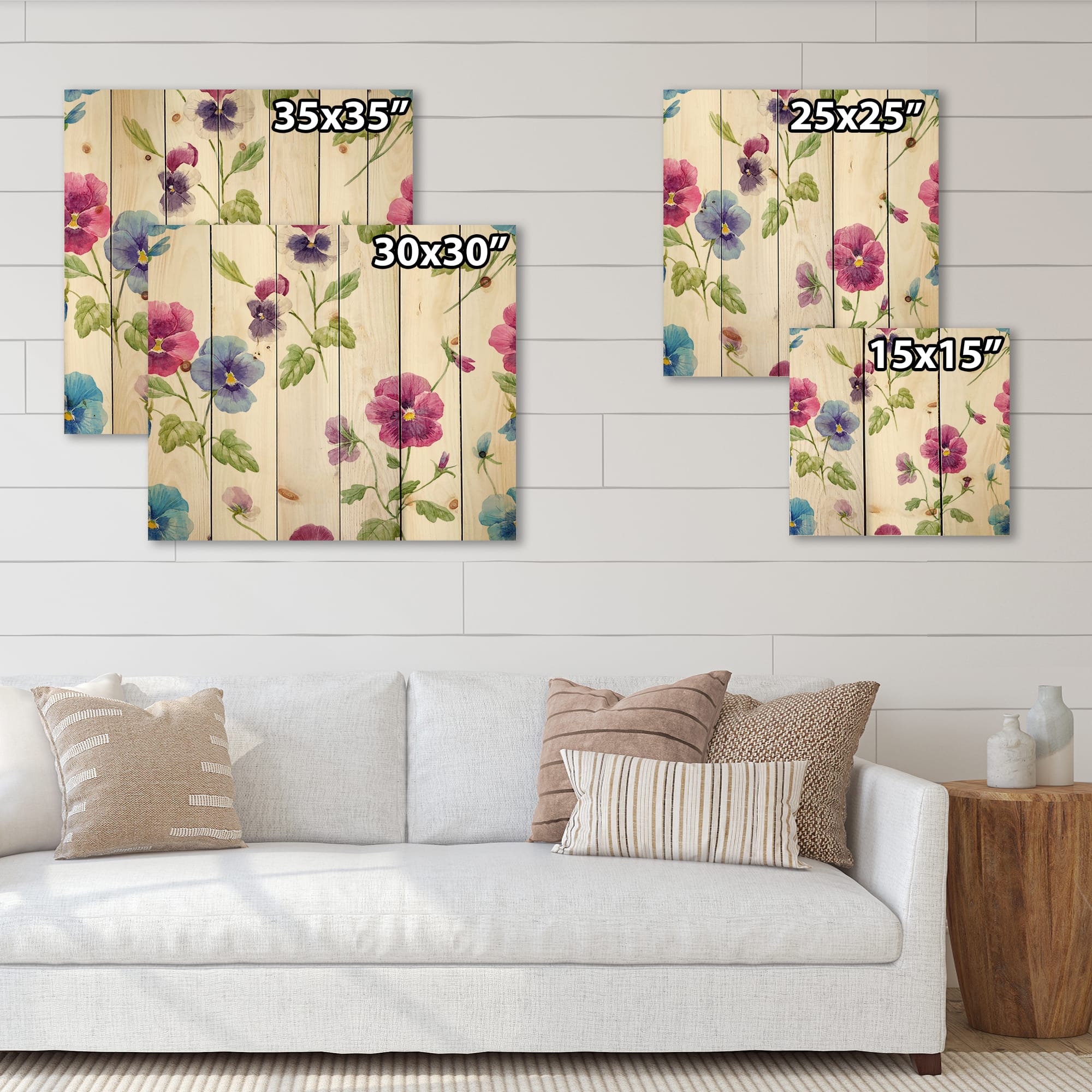 Designart - Pink and Blue Pansy Flowers II