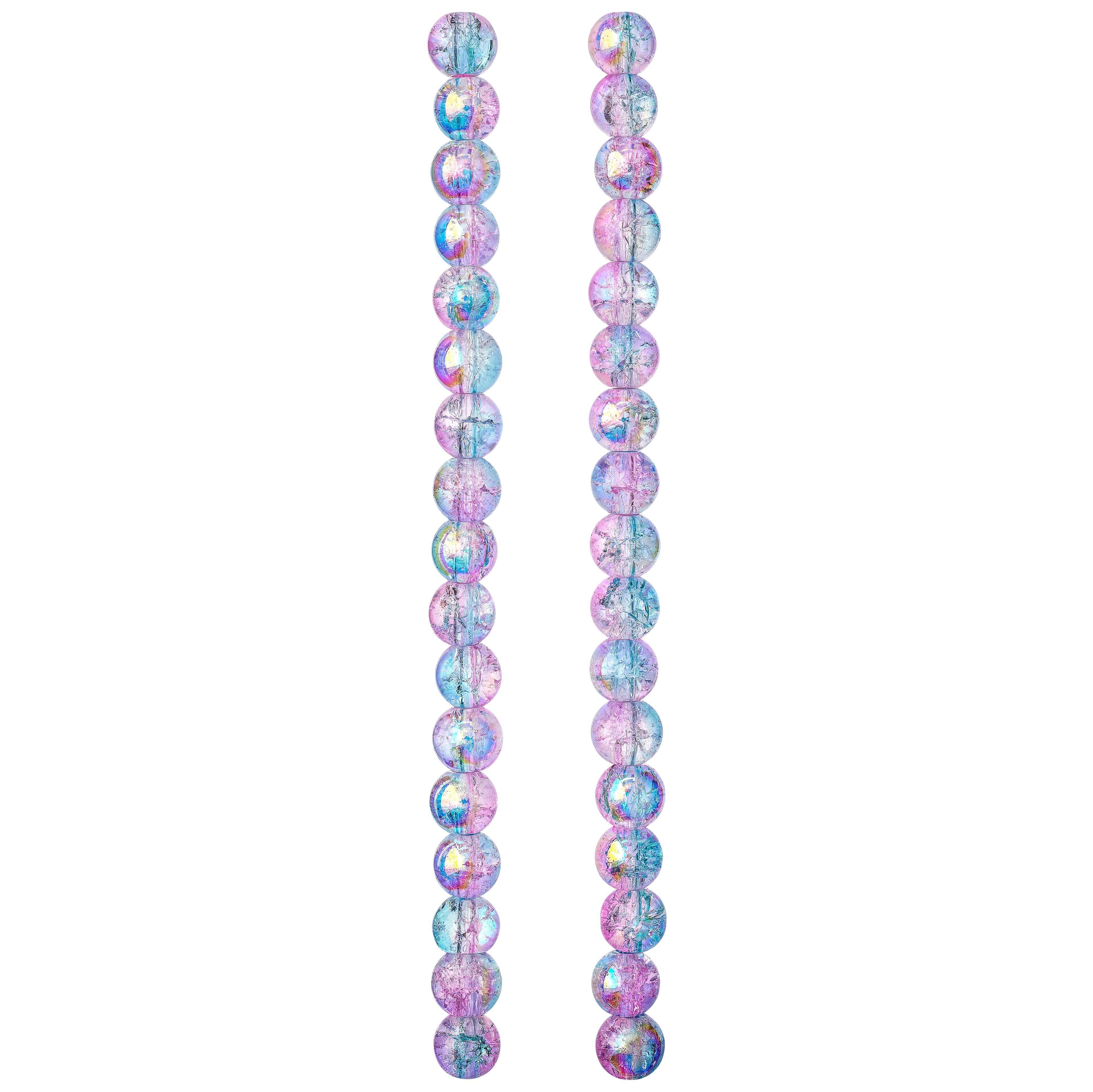 Pink & Blue Crackle Glass Round Beads, 8mm by Bead Landing™