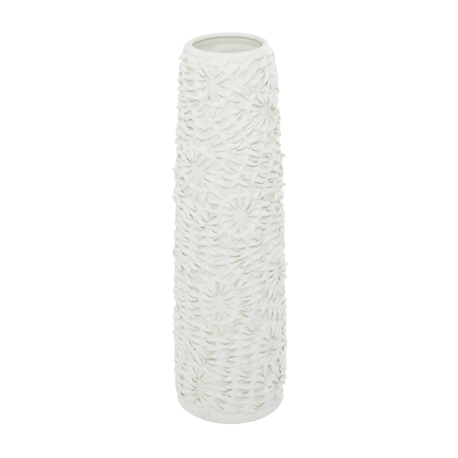 White Ceramic Contemporary Vase, 21" x 6" x 6"