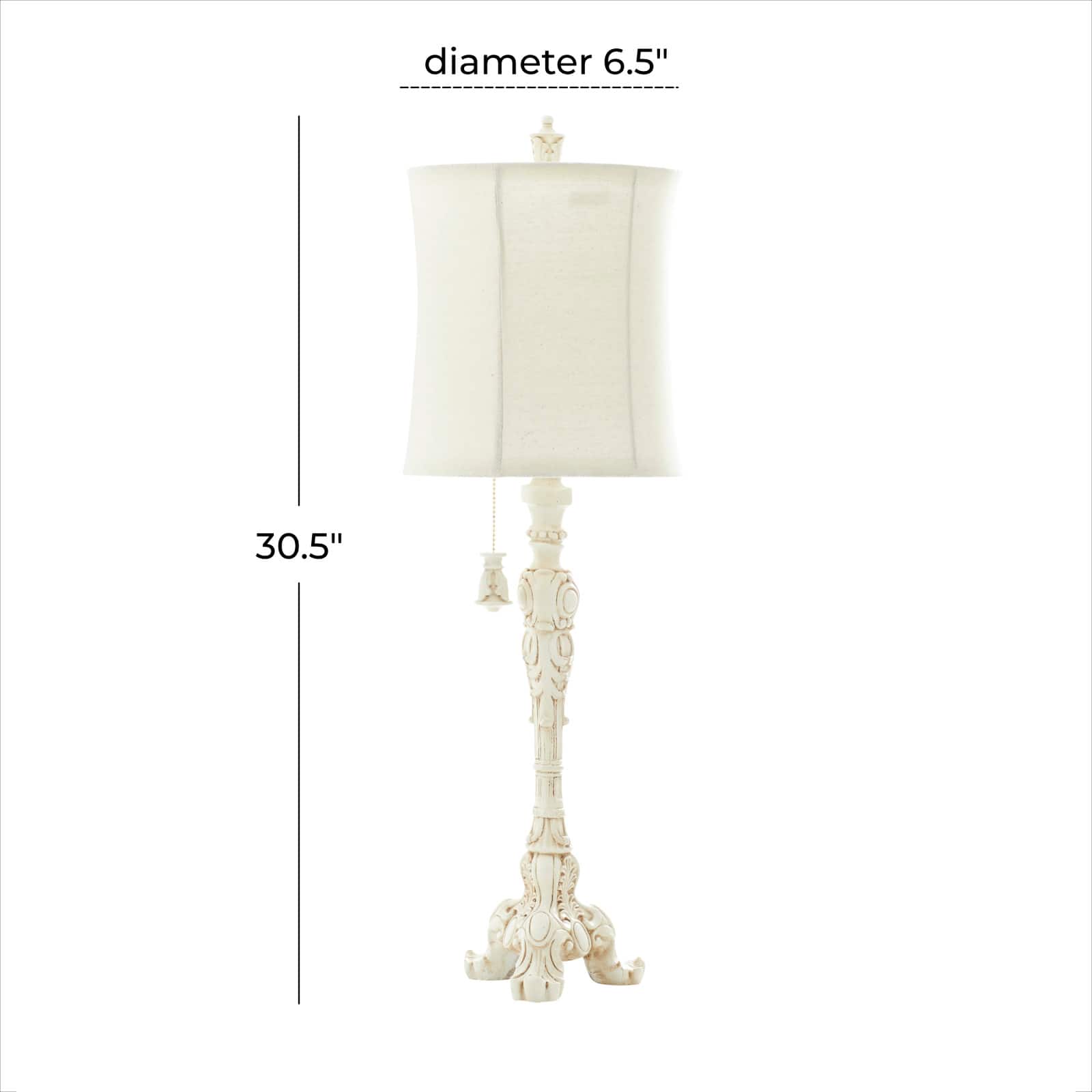 White Polystone Coastal Buffet Lamp 7" x 7" x 31"