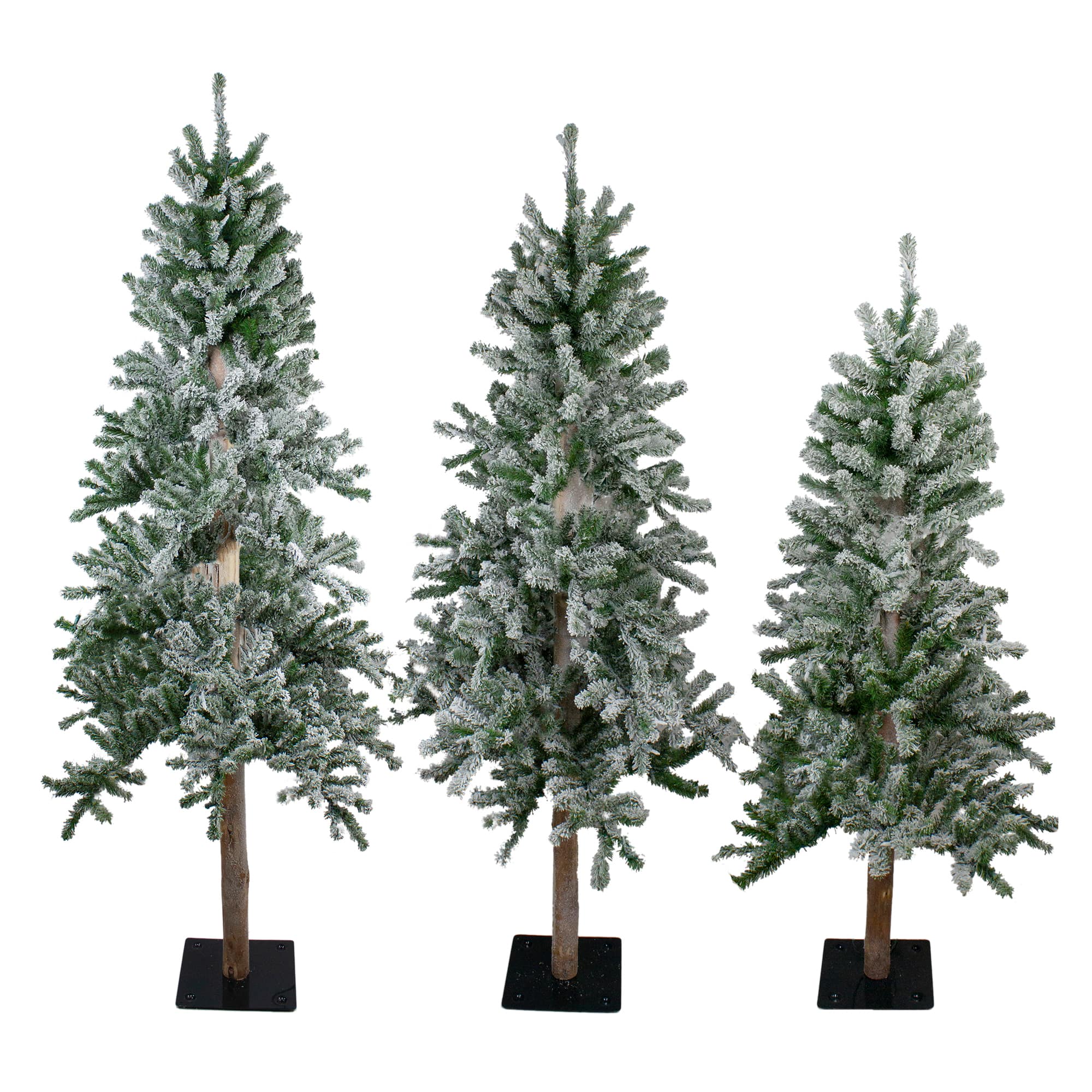 4Ft, 5Ft, & 6 Ft Unlit Slim Flocked Alpine Artificial Christmas Tree Set By Northlight in Green | Michaels®