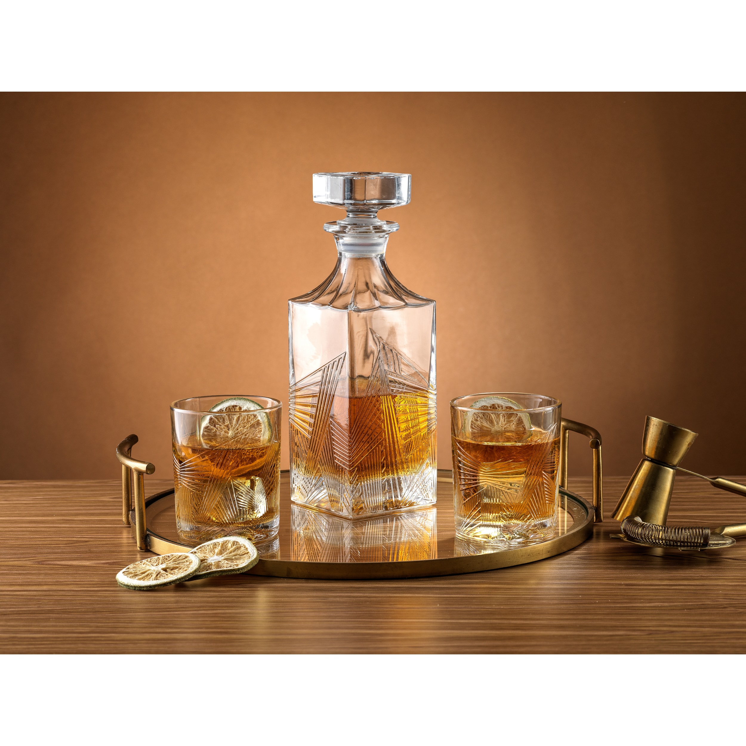JoyJolt® Gatsby Art Deco Whiskey Decanter & Glasses Set