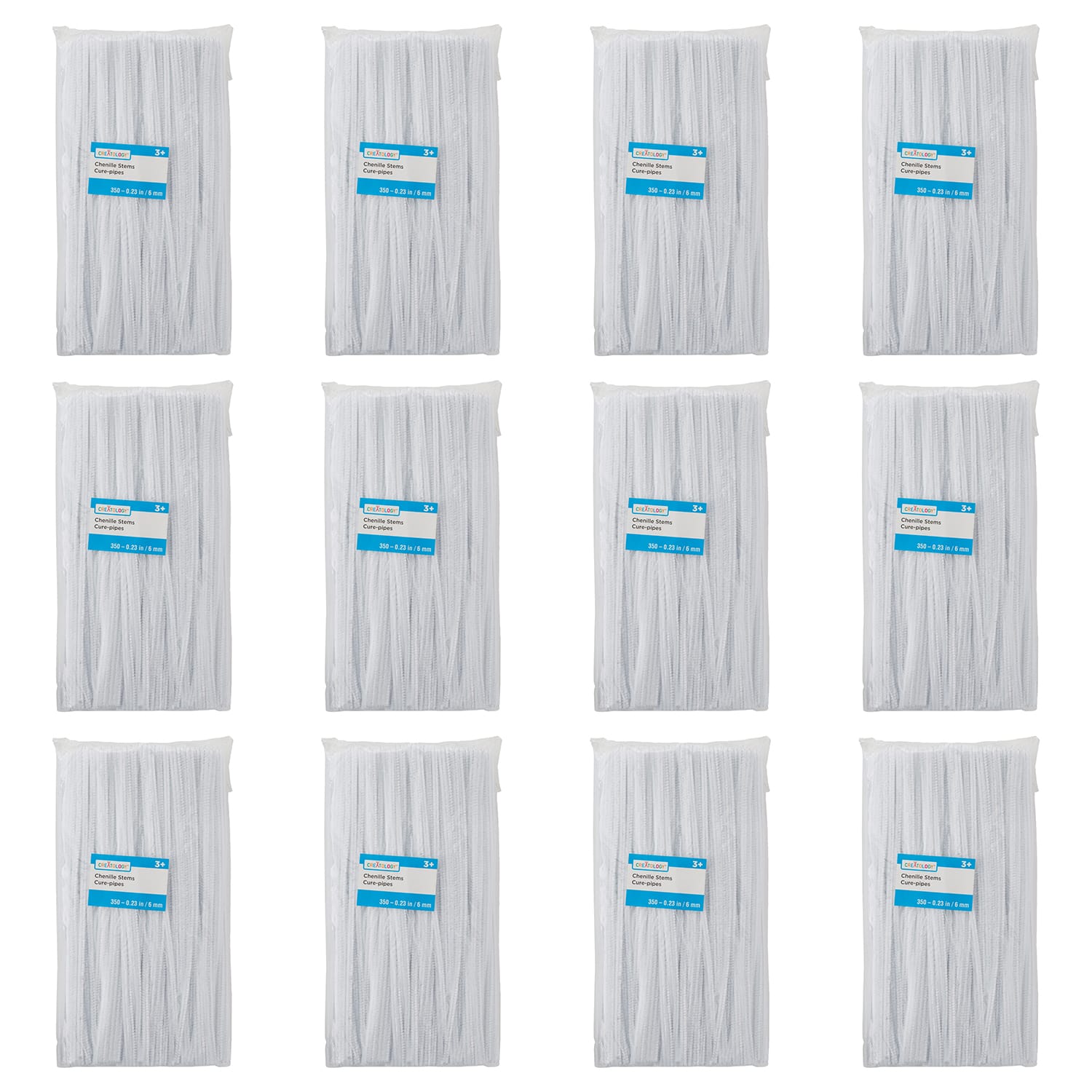 12 Packs 350 ct 4 200 total White Chenille Pipe Cleaners by Creatology  6 mm  Michaels