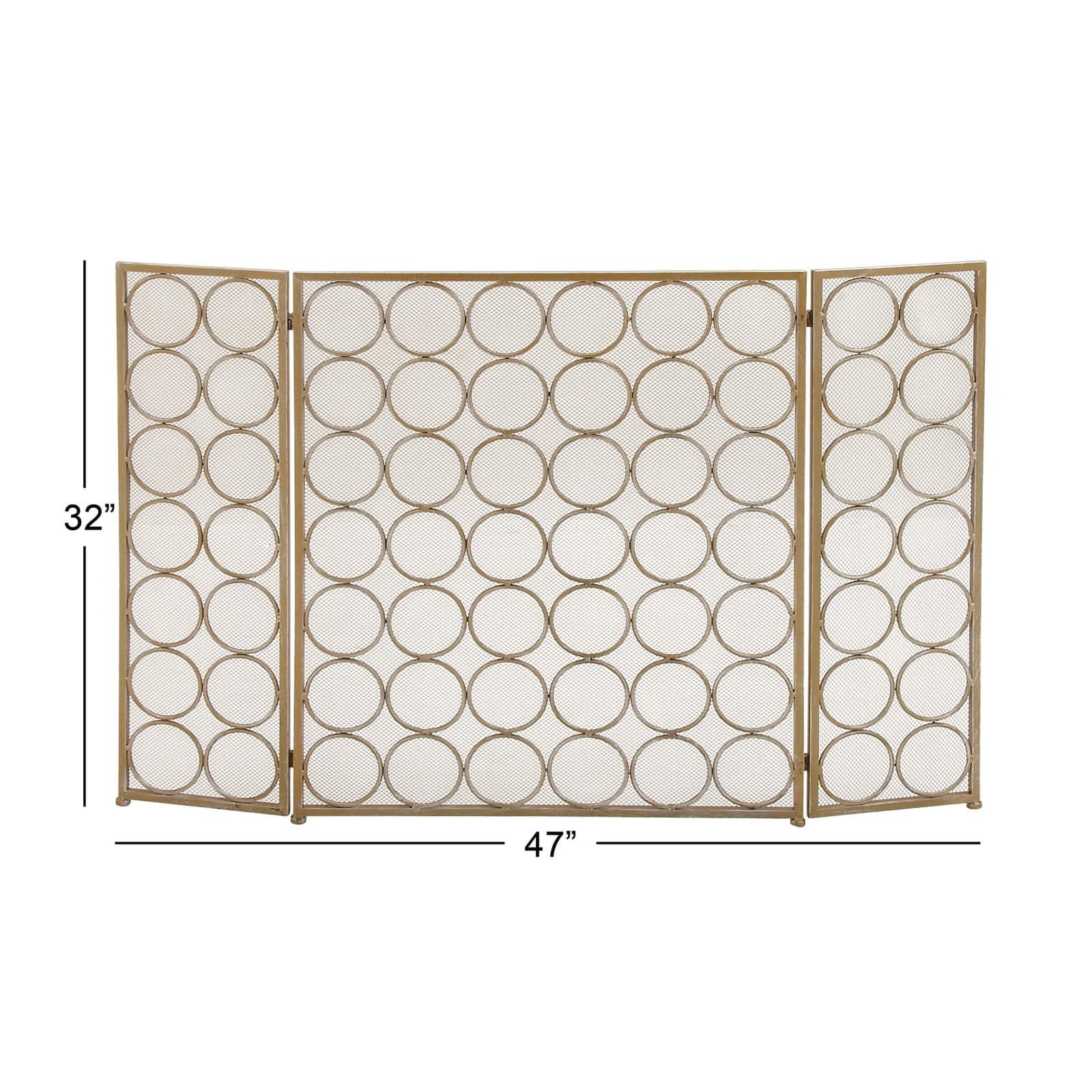 Brass Metal Modern Fireplace Screen, 32" x 47" x 1"