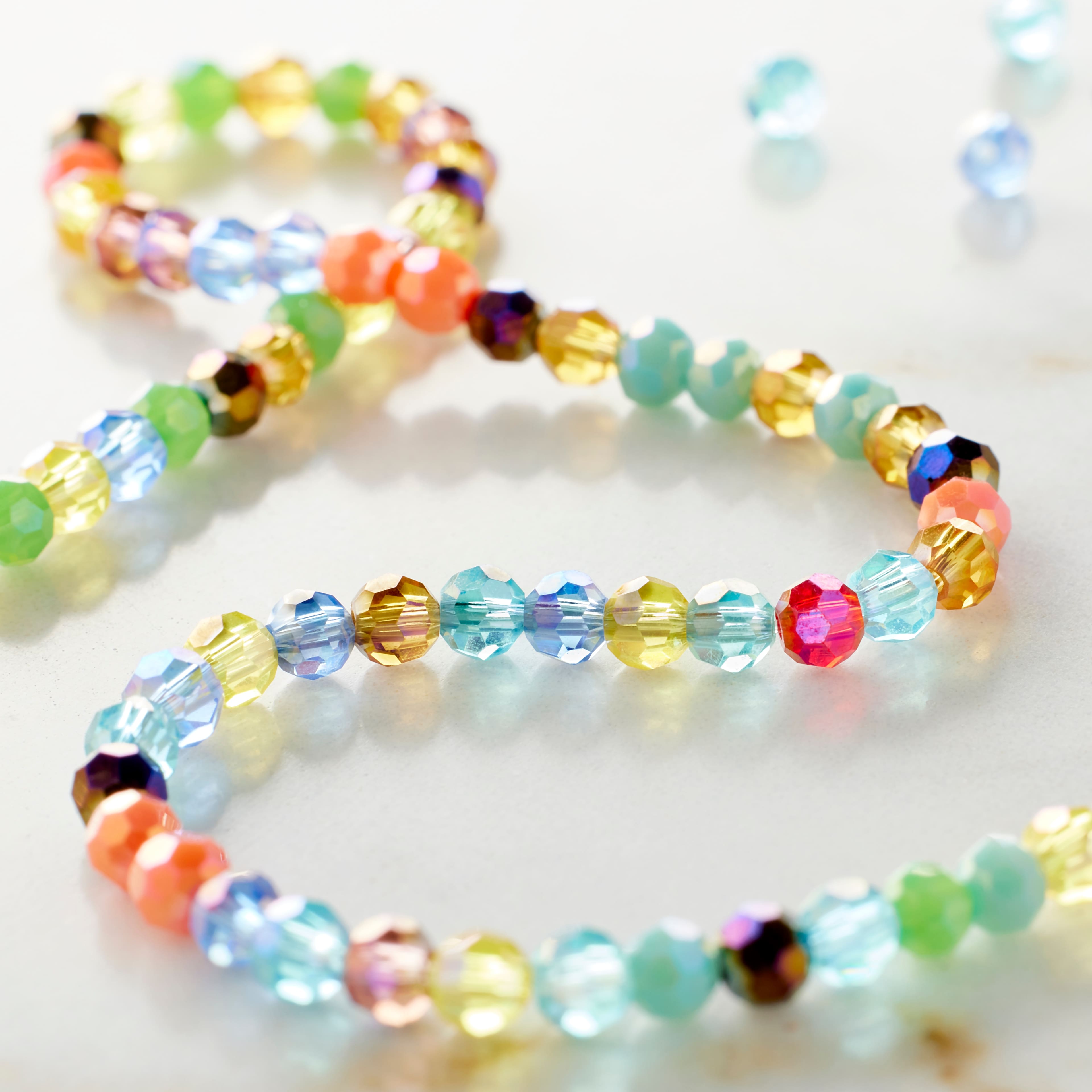 3mm Multicolor Aurora Borealis Faceted Glass Round Beads by Bead Landing™