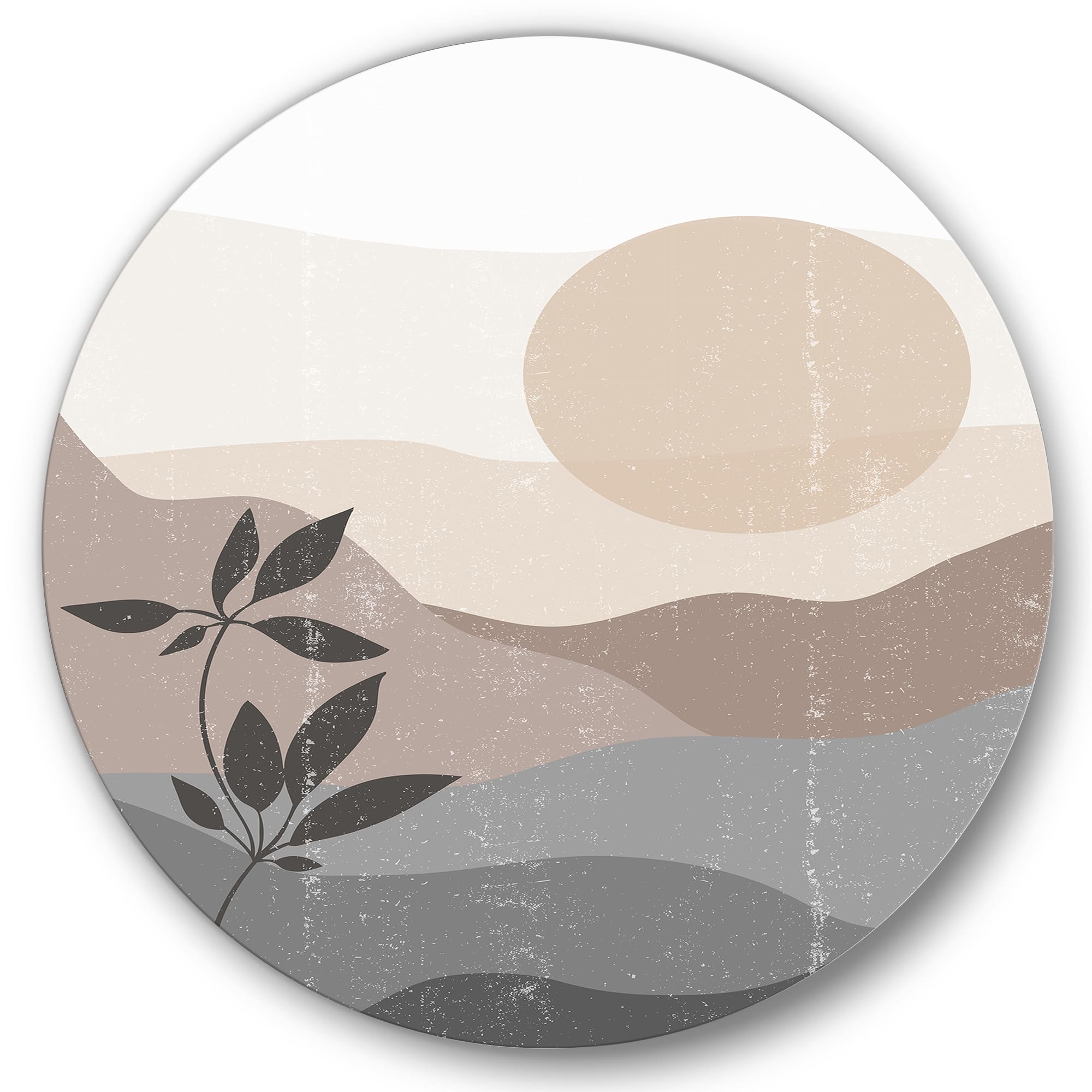 Designart - Minimalist Mountain Landscape At Sunset - Modern Metal Circle Wall Art