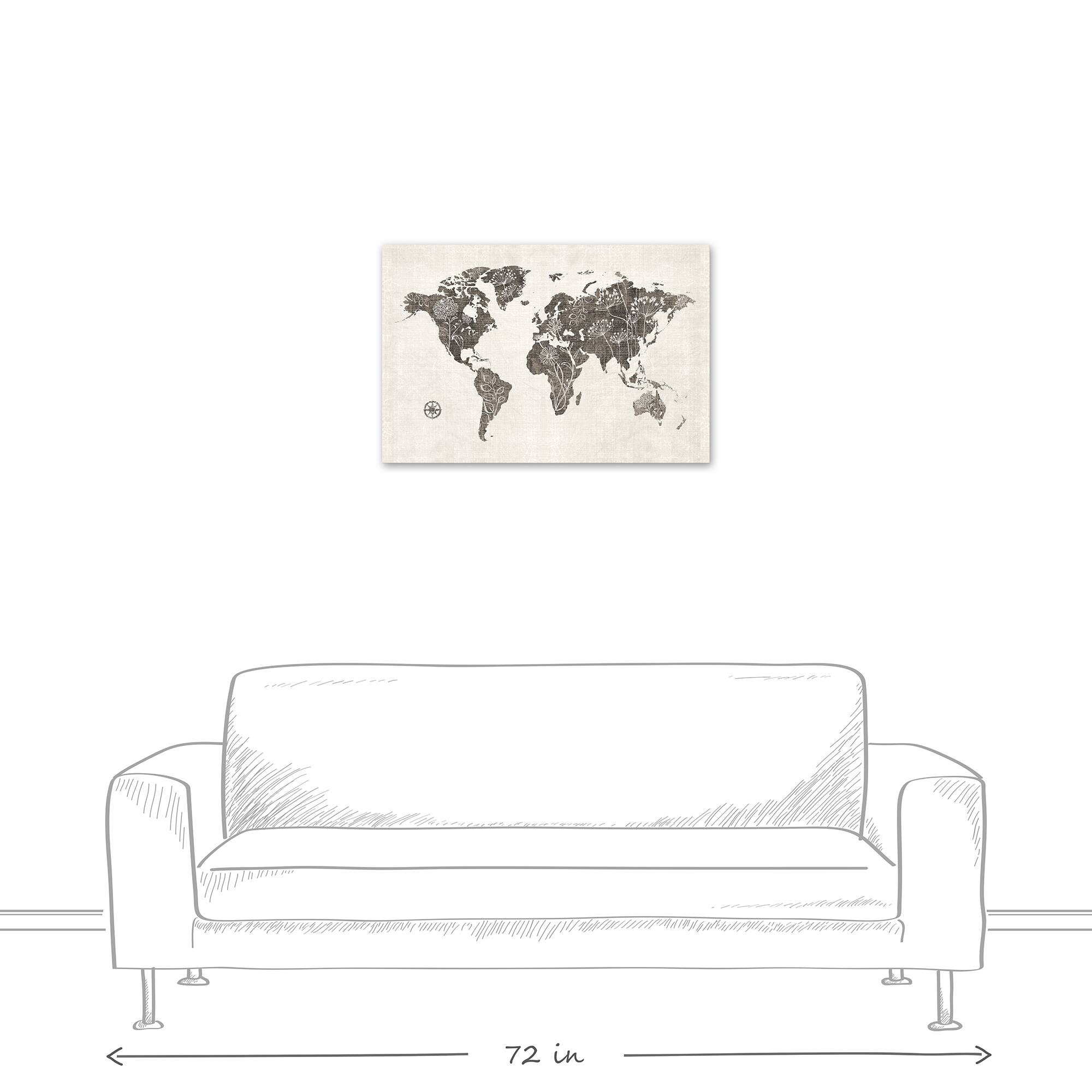 Floral Map 30" x 20" Canvas Wall Art