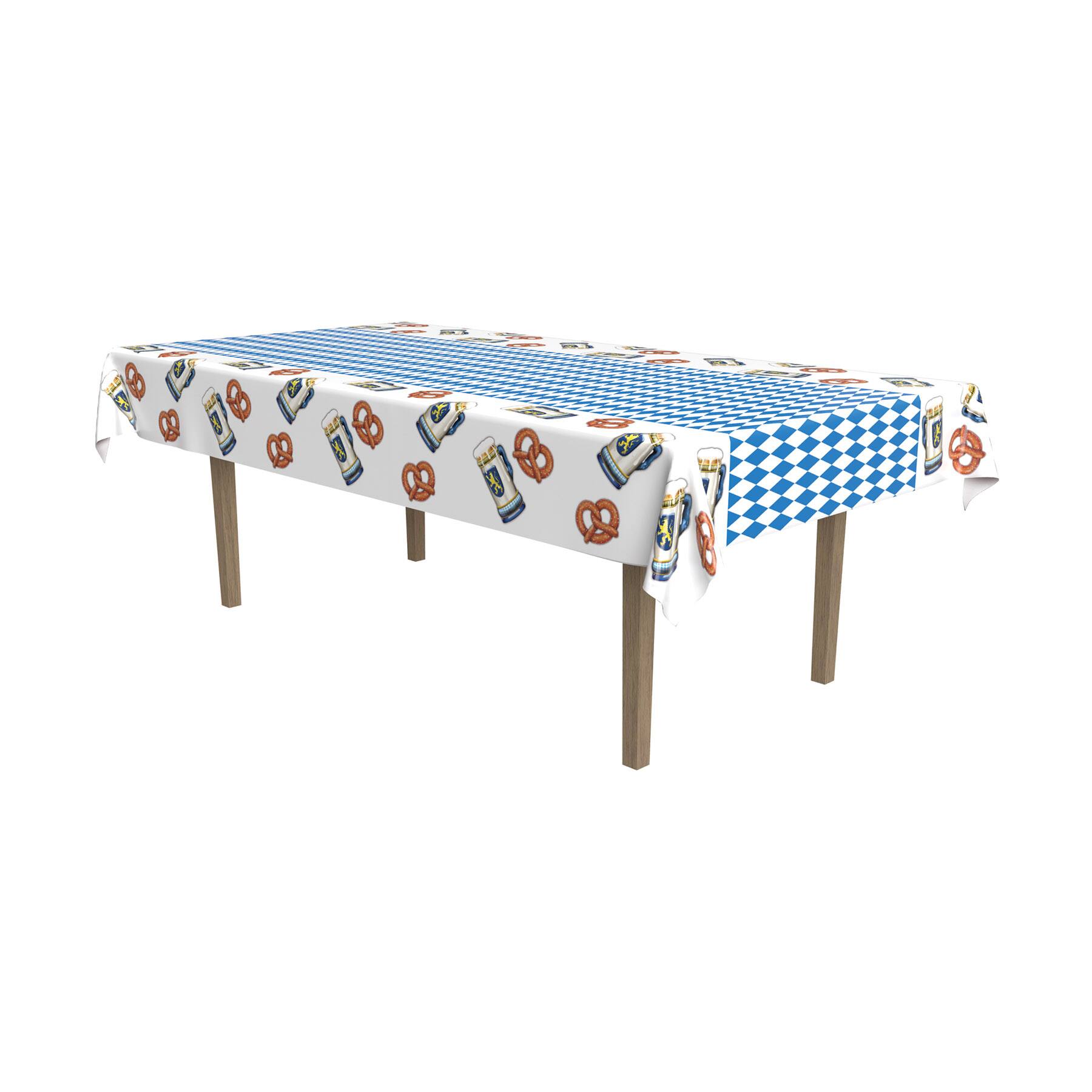 Beistle 54" x 108" Pretzel & Beer Oktoberfest Plastic Table Cover