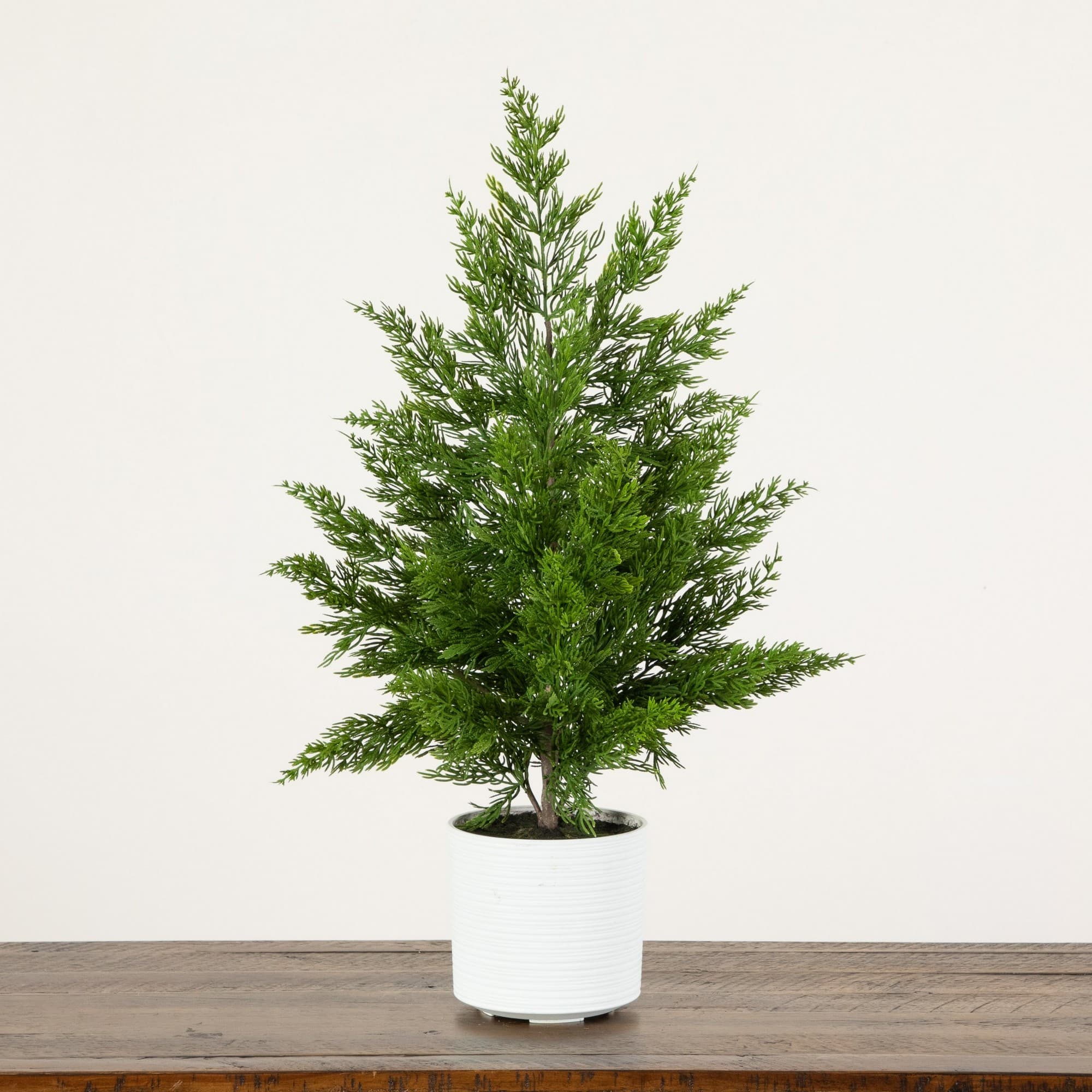 Nearly Natural 28" Artificial Real Touch Christmas Spruce Pine in White Decorative Planter