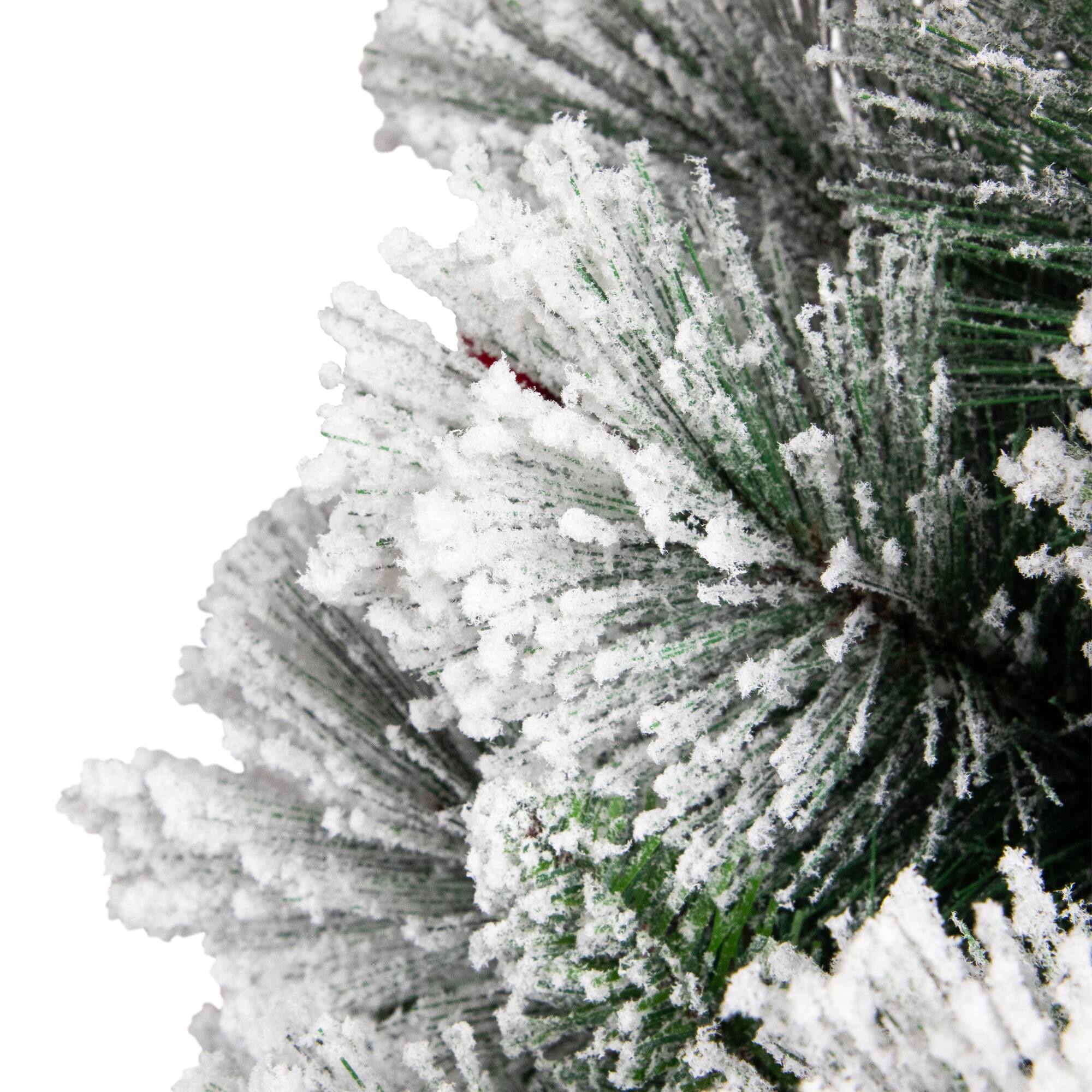 4.5ft. Unlit Flocked Fairfield Fir Full Artificial Christmas Tree with Red Berries