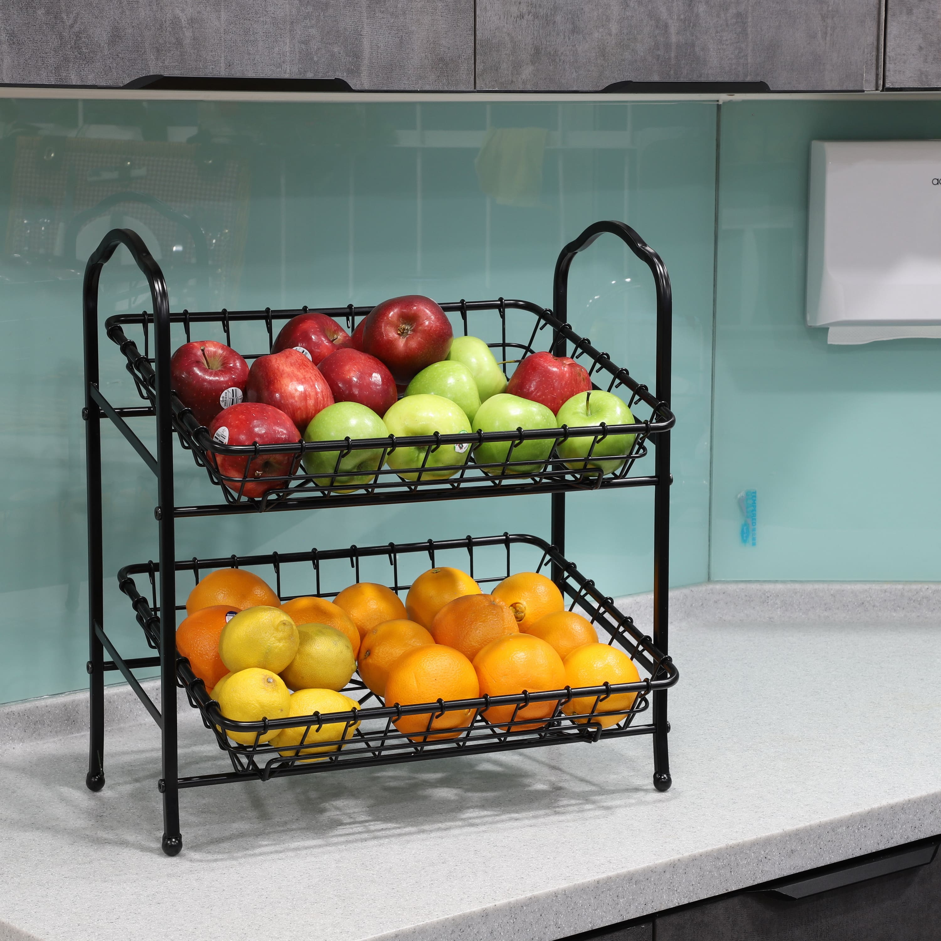 6 Pack: 19" Black 2-Tier Metal Removable Basket Organizer
