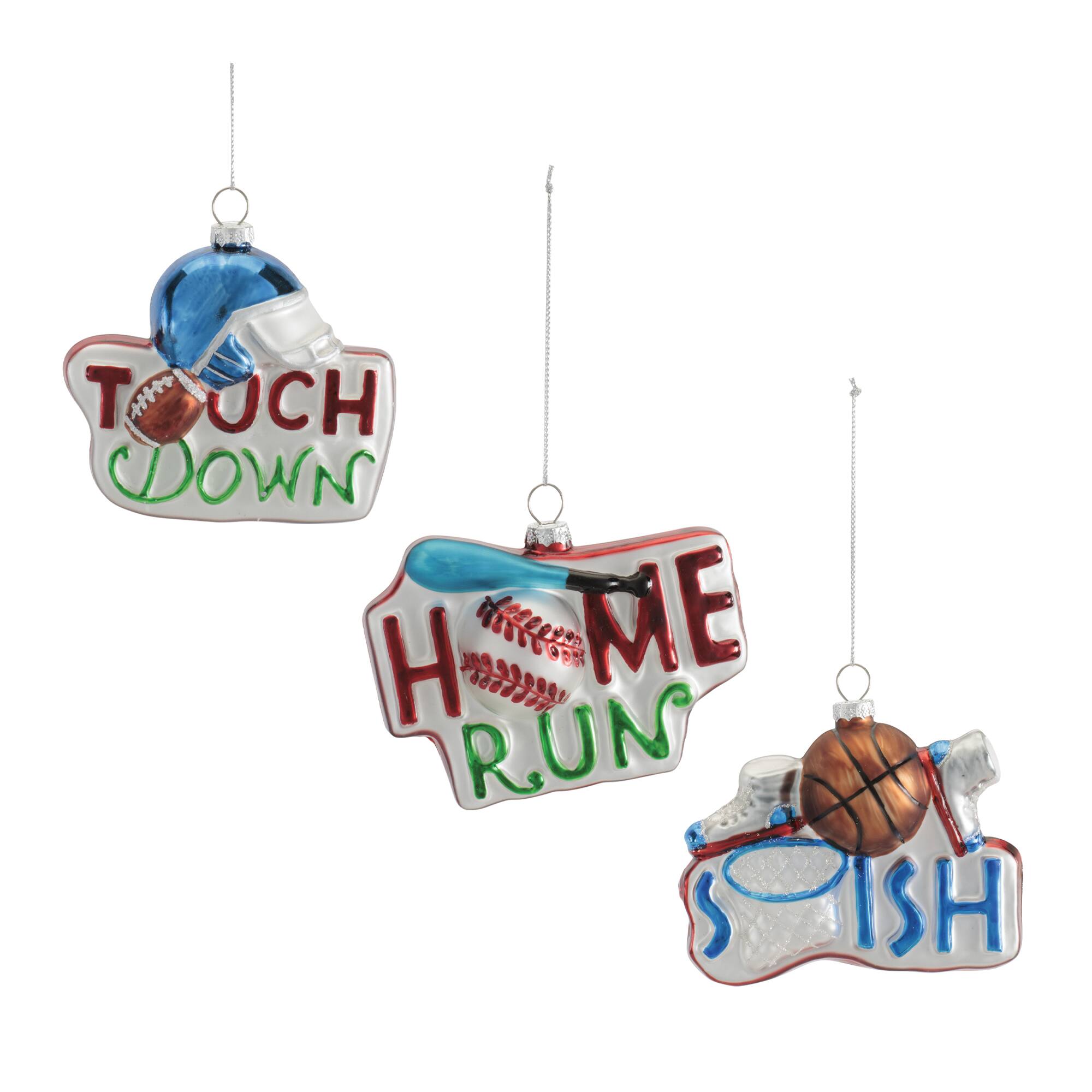 Melrose 3.5" Glass Sports Ornaments Set