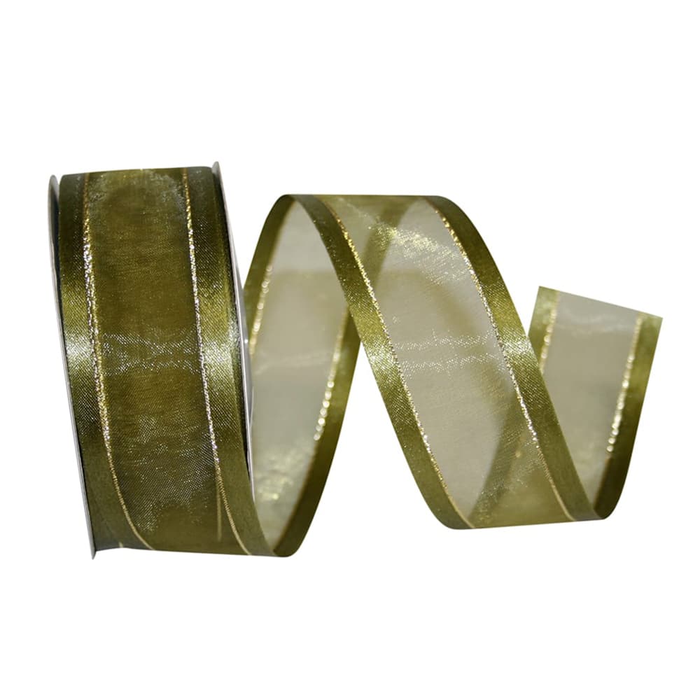 JAM Paper 1.5" x 25yd. Sheer Satin Edge Metallic Ribbon