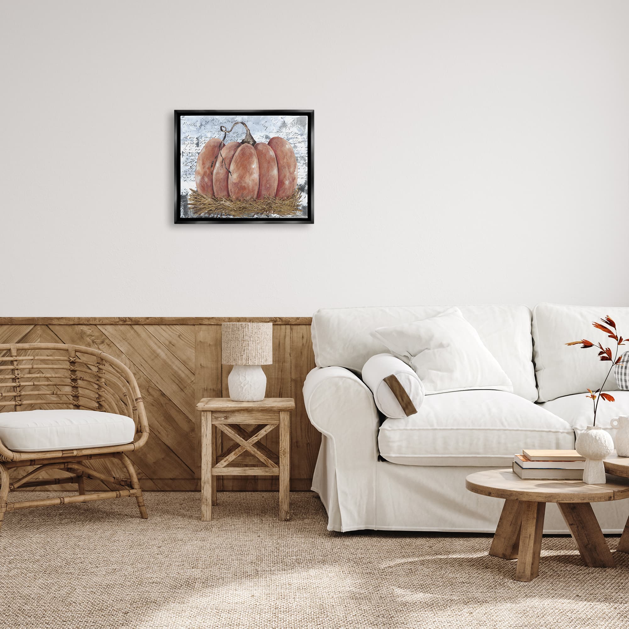 Stupell Industries Abstract Pumpkin Collage Framed Floater Canvas Wall Art