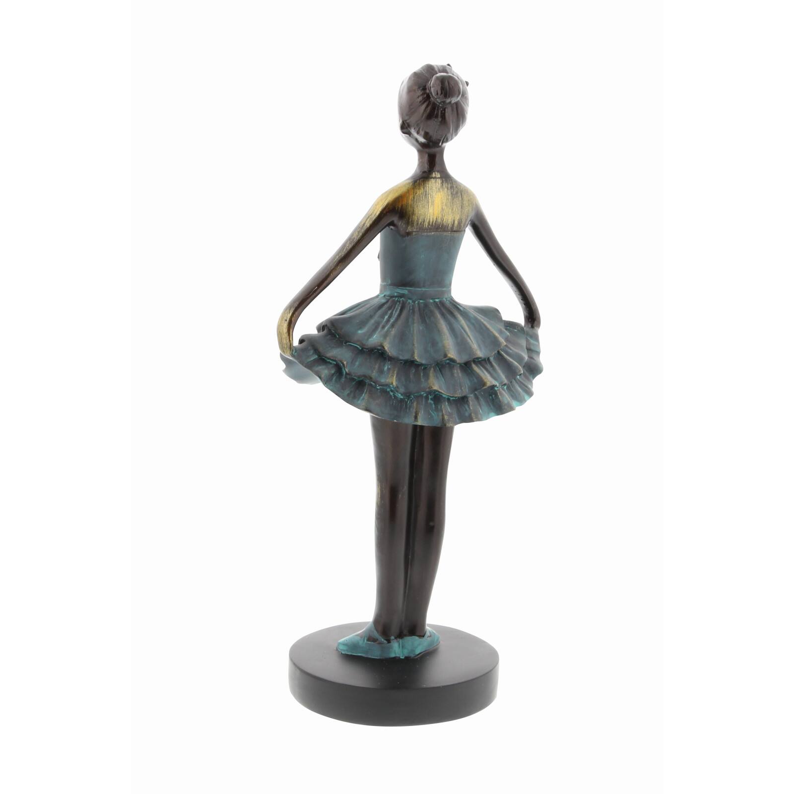 Set of 3 Teal Polystone Traditional Dancer Sculpture, 6" x 12"