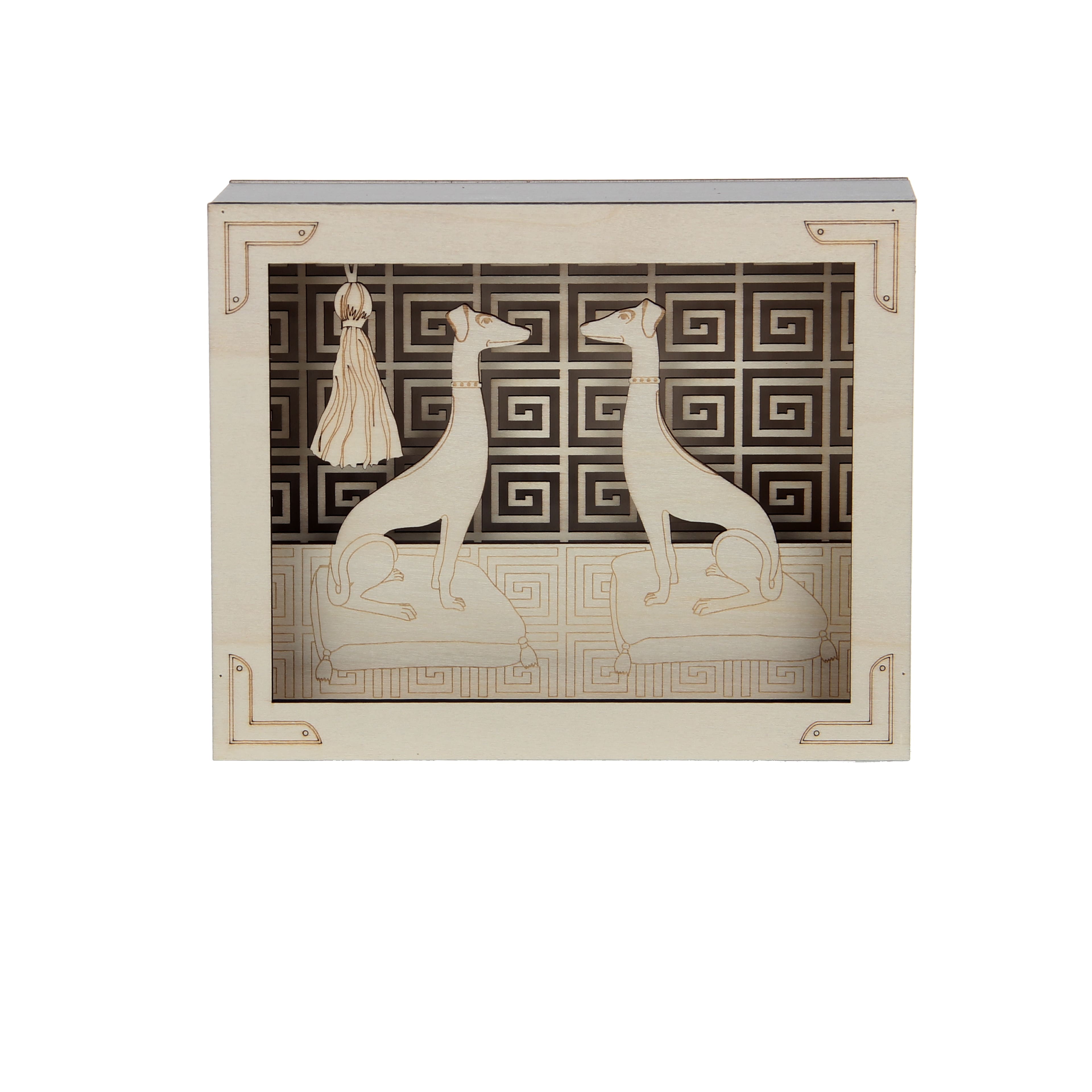 Jonathan Adler x Michaels 8.75" Sitting Greyhounds DIY LED Shadow Box Décor