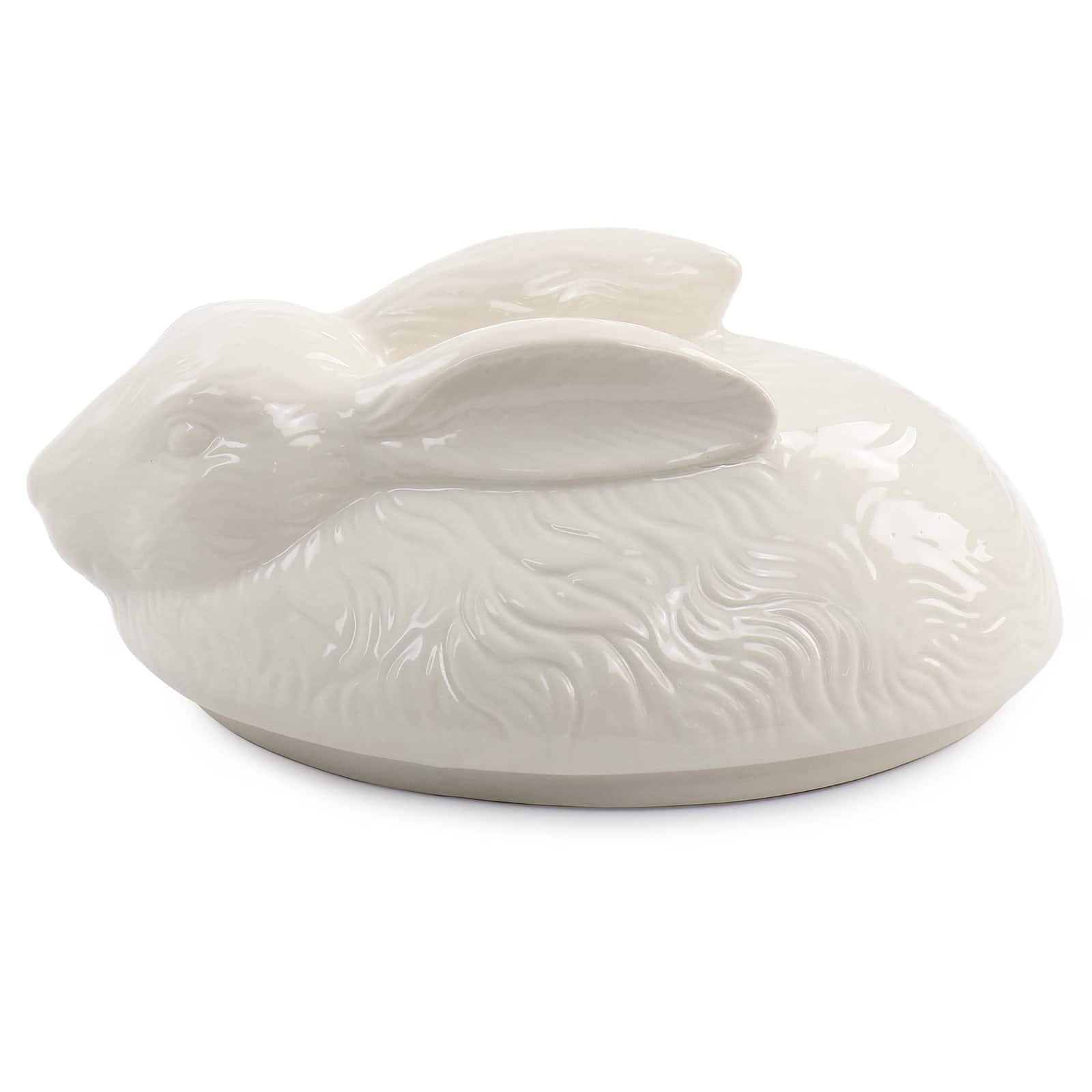 Martha Stewart 9" Cream Ceramic Bunny Oval Baker