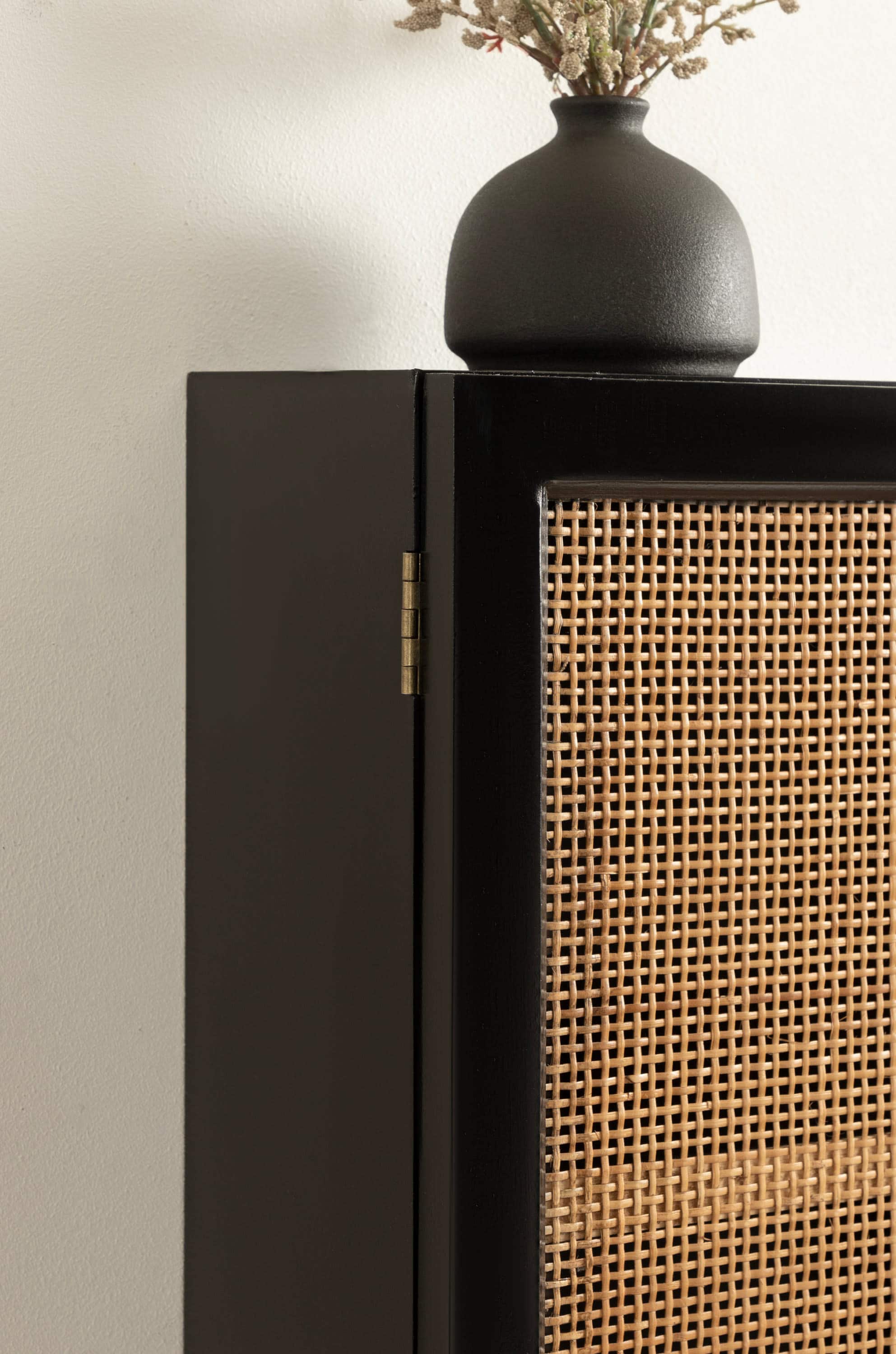 Kate and Laurel Ori Rattan Wall Cabinet
