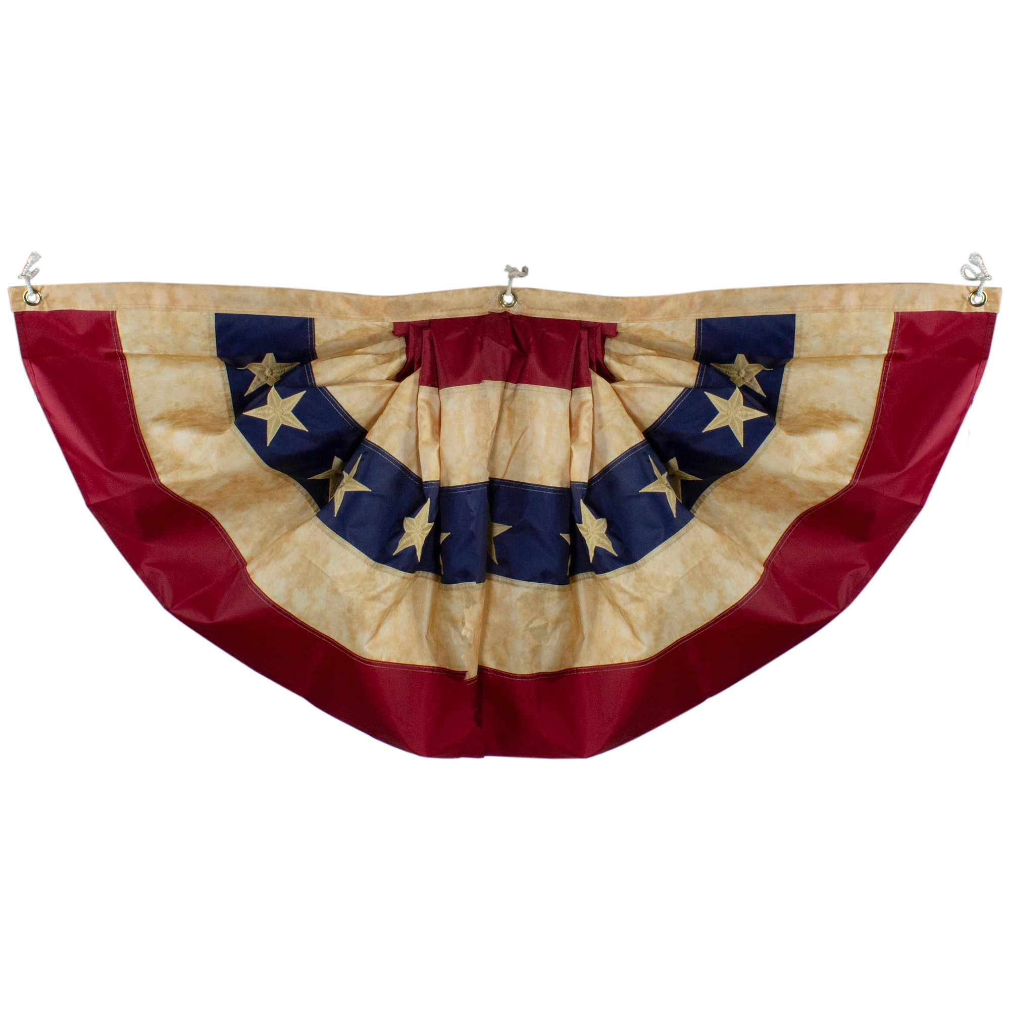 Patriotic Americana Tea-Stained Pleated Bunting Flag, 24" x 48"