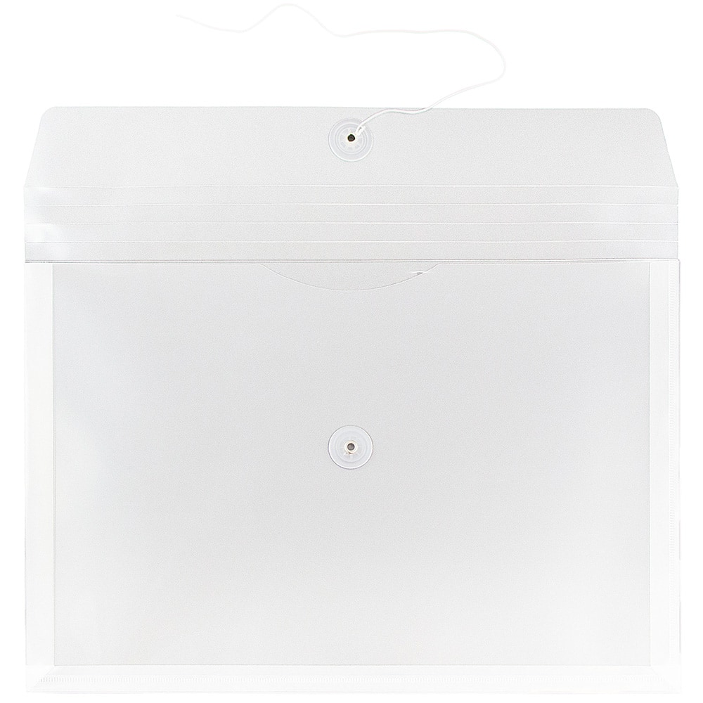 JAM Paper 9.75" x 14.5" Button & String Tie Closure Plastic Envelopes
