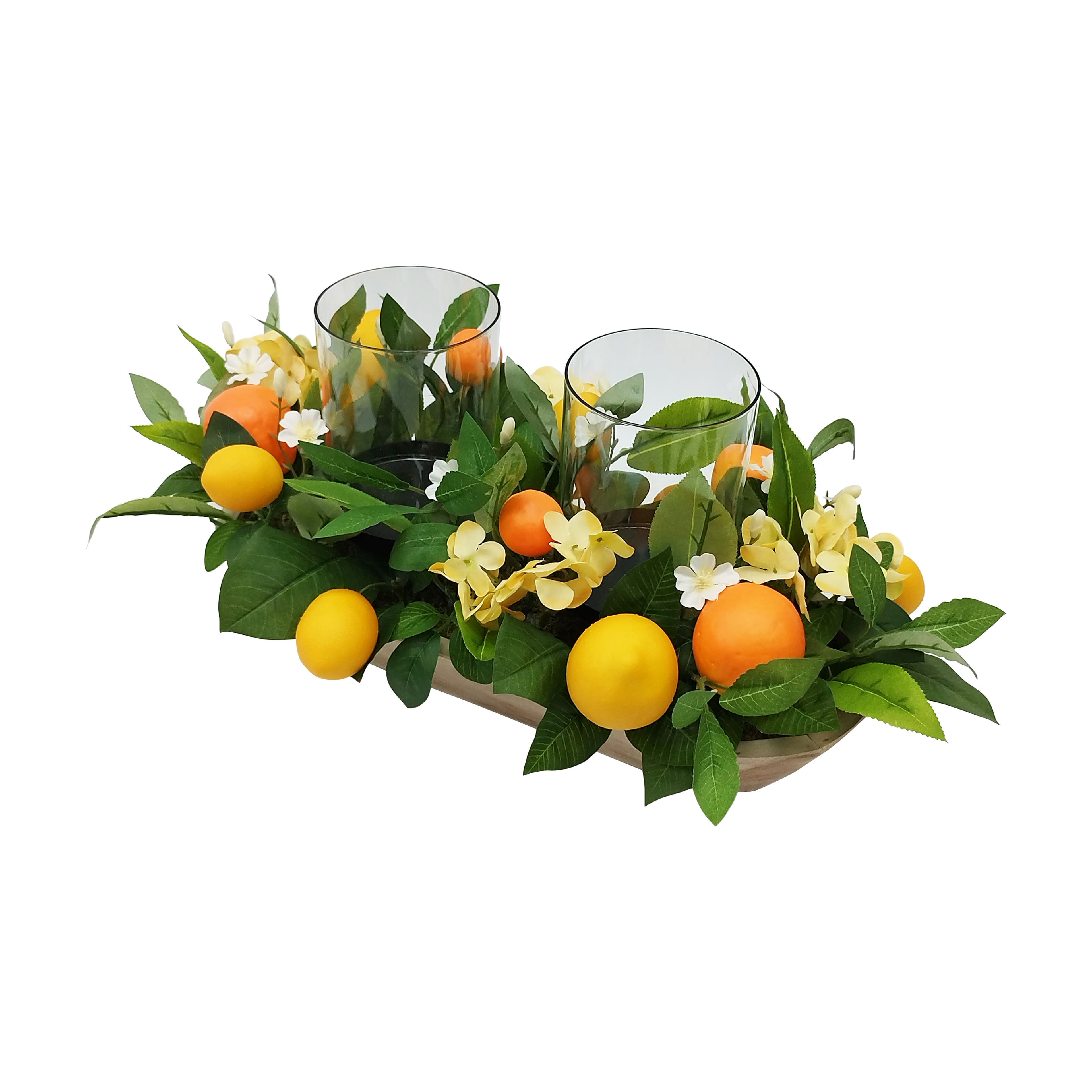 18" Orange & Lemon Pillar Candle Holder by Ashland®