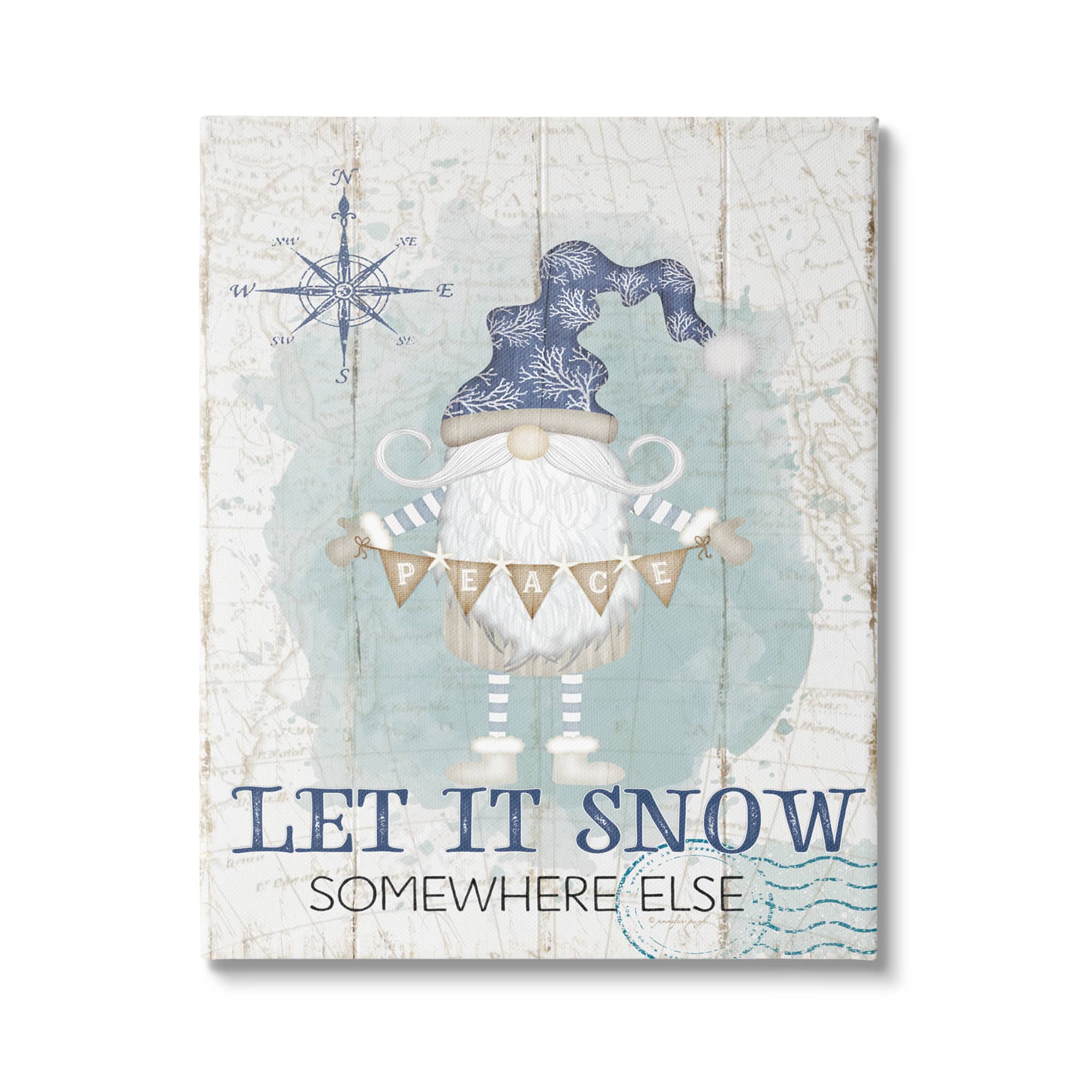 Stupell Industries Let It Snow Somewhere Else Gnome Canvas Wall Art in Blue | 30" x 40" | Michaels&reg;
