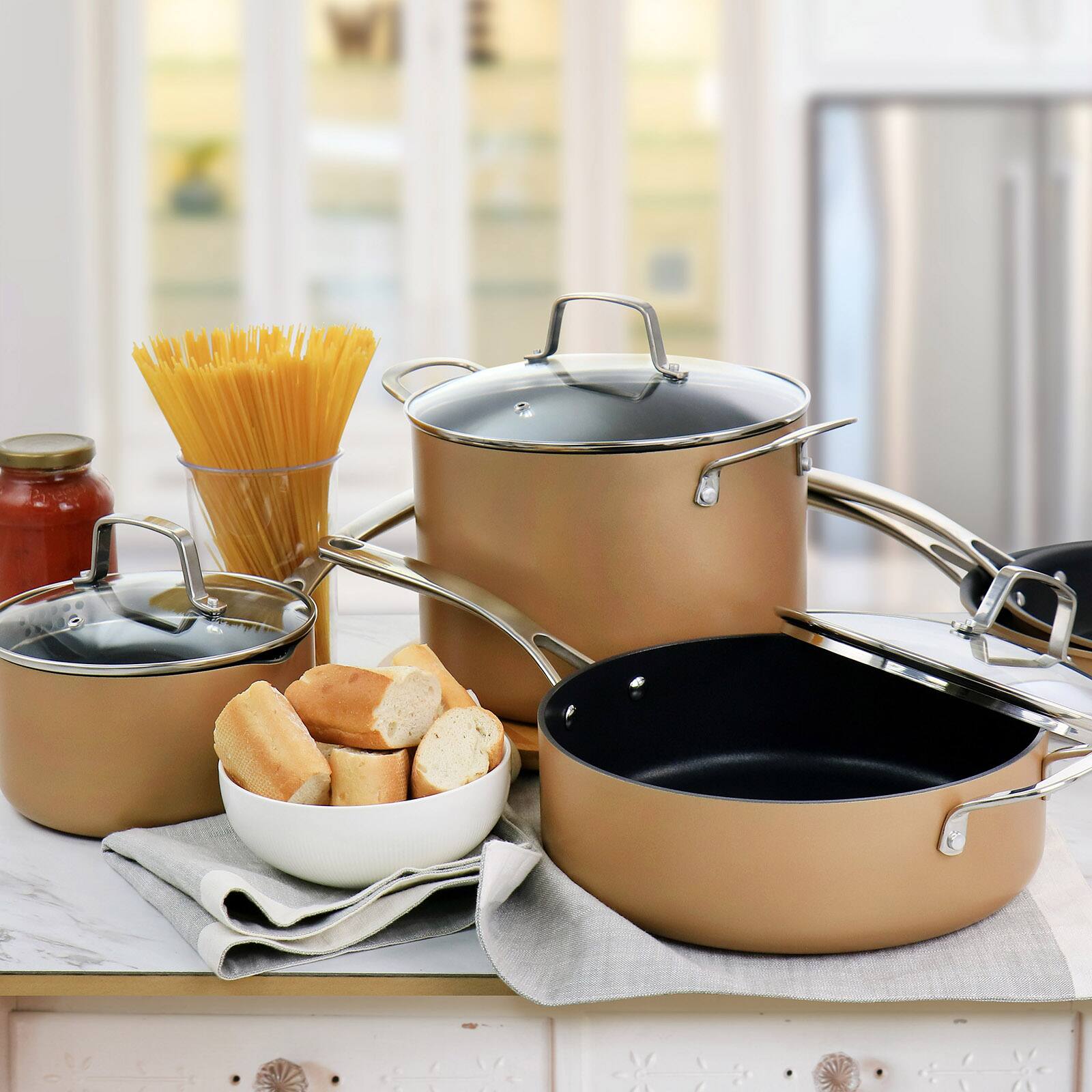 Martha Stewart Copper 12 Piece Hard Anodized Nonstick Aluminum Cookware Set