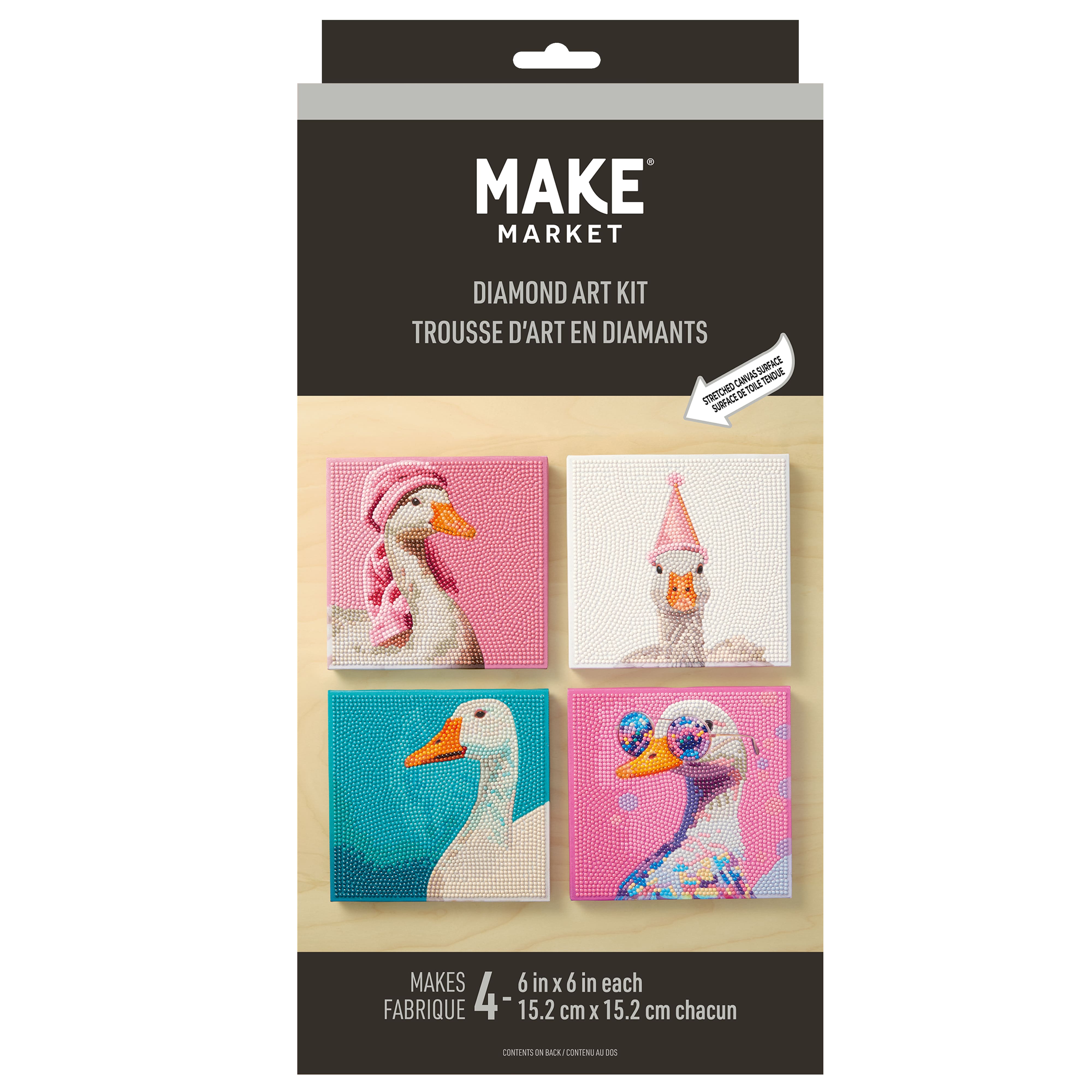 6" x 6" Ducks 4-Piece Stretched Canvas Diamond Art Kit by Make Market®