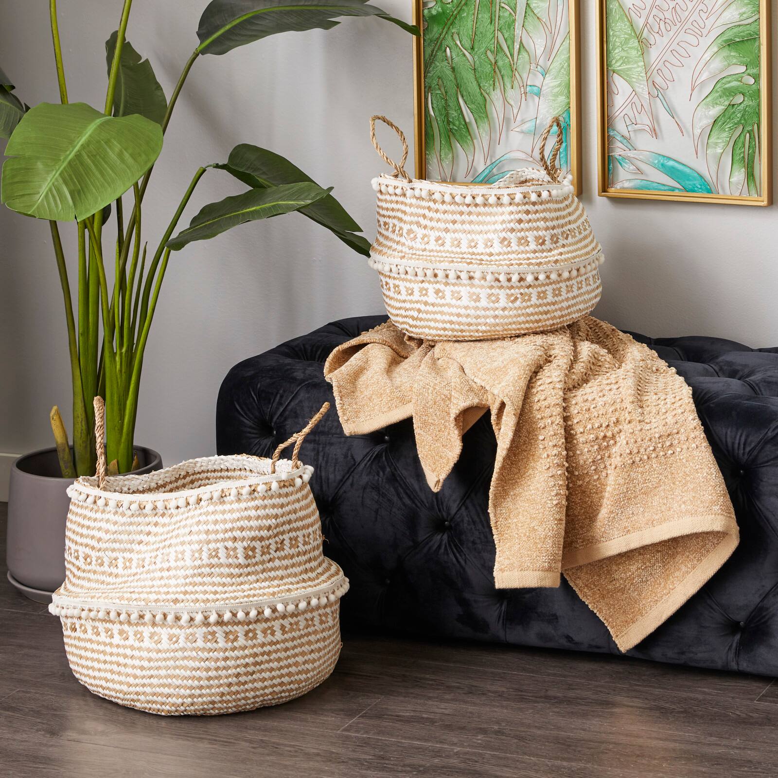 Brown Wood Natural Storage Basket Set