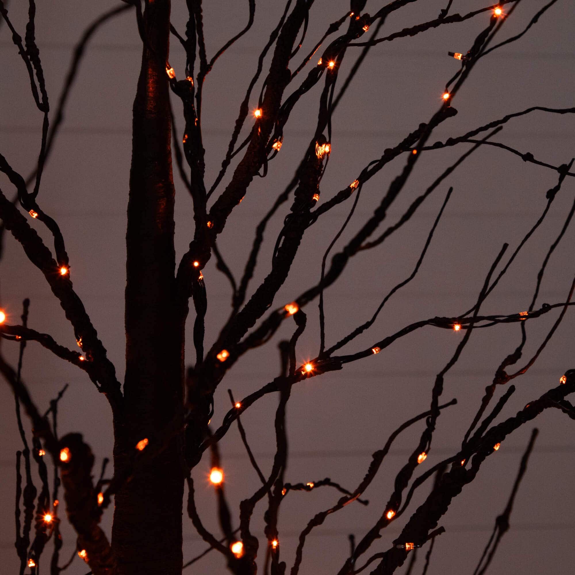 7ft. Pre-Lit Halloween Black Twig Artificial Tree with 390 Orange & Purple LED Lights