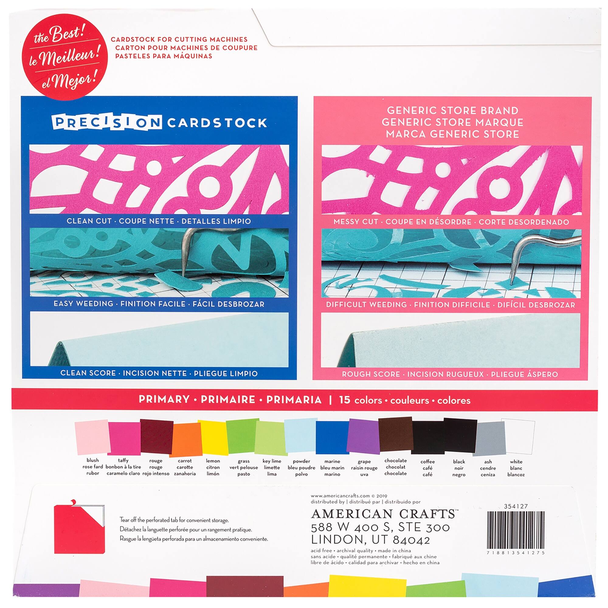 American Crafts™ 12" x 12" Primary Precision Cardstock, 60 Sheets
