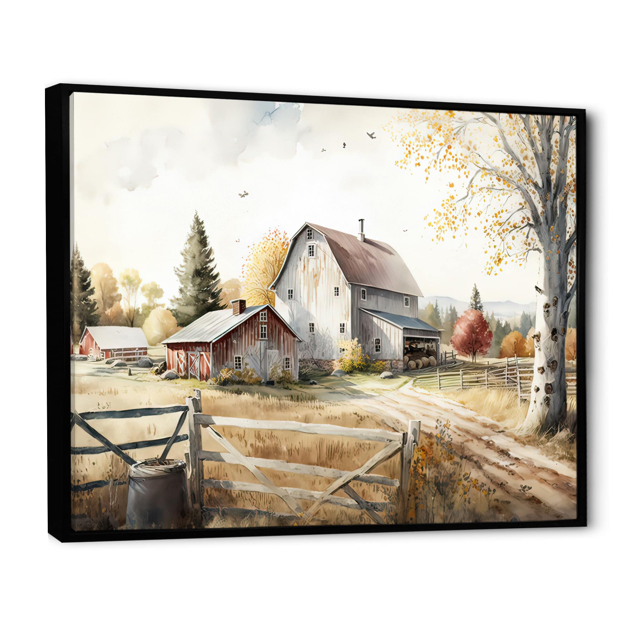 Designart 'Beautiful Barn In Spring II' Farmhouse / Country Framed Canvas Wall Art
