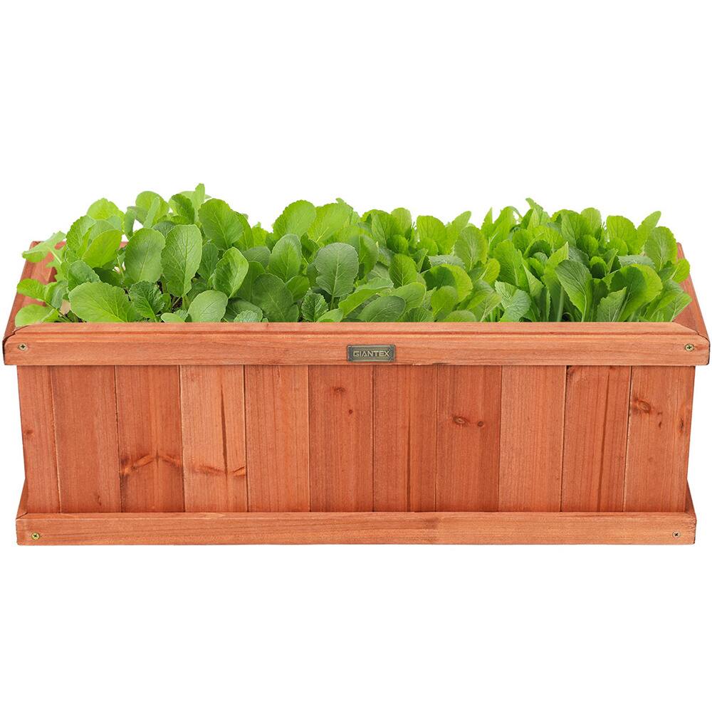 Costway Rectangular Box Garden Yard Decorative Wooden Flower Planter