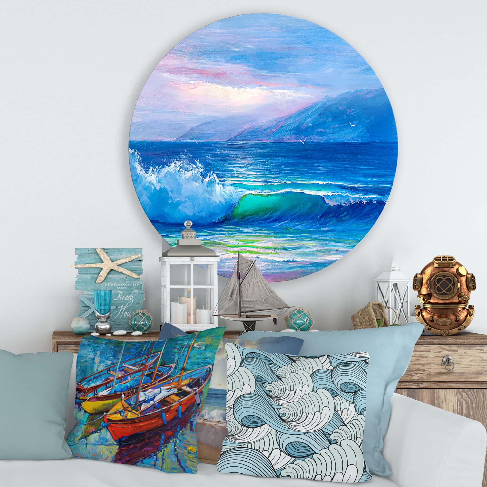 Designart - Blue Waves Breaking At The Beach II
