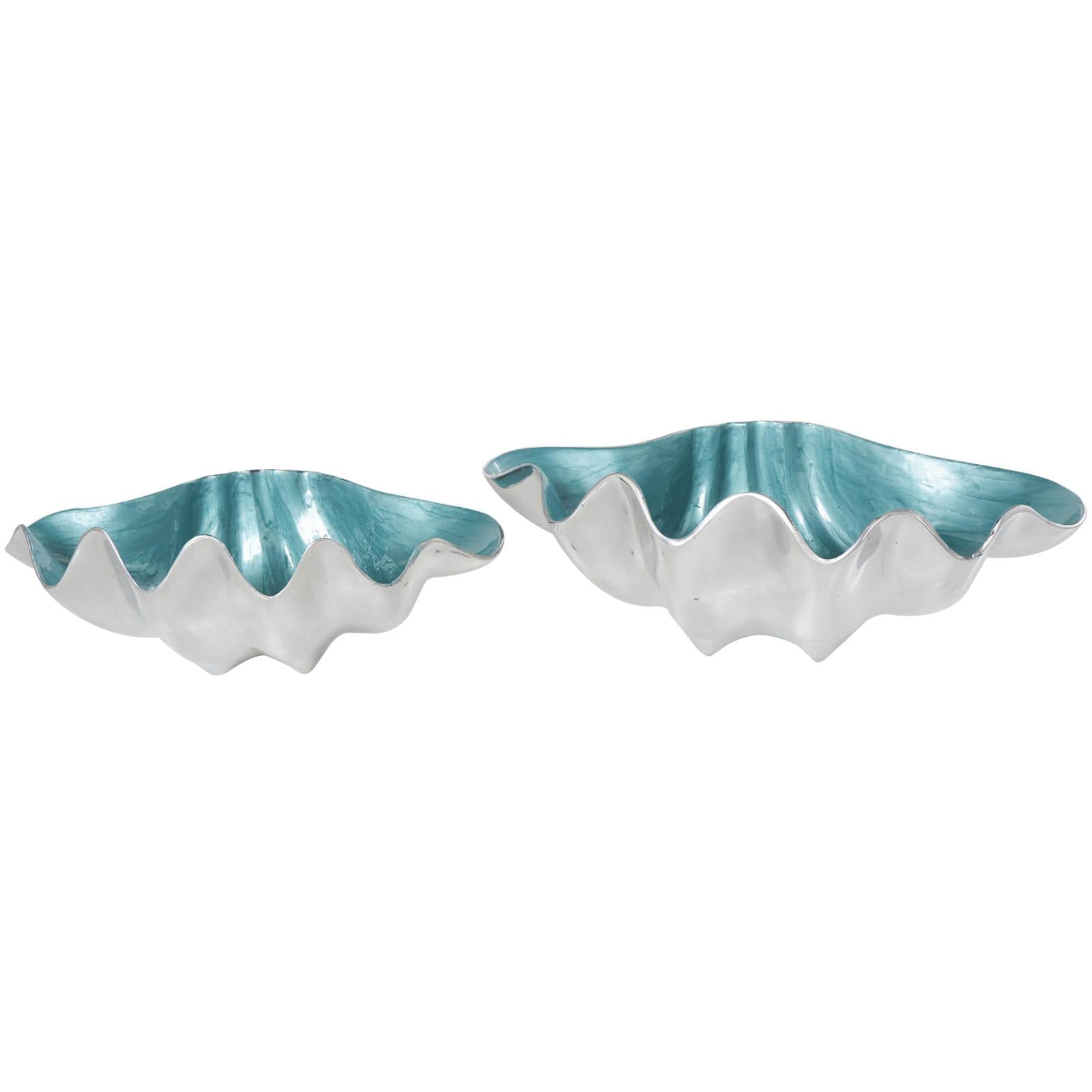 Aluminum Shell Enameled Decorative Bowl with Silver Metal Exterior Set